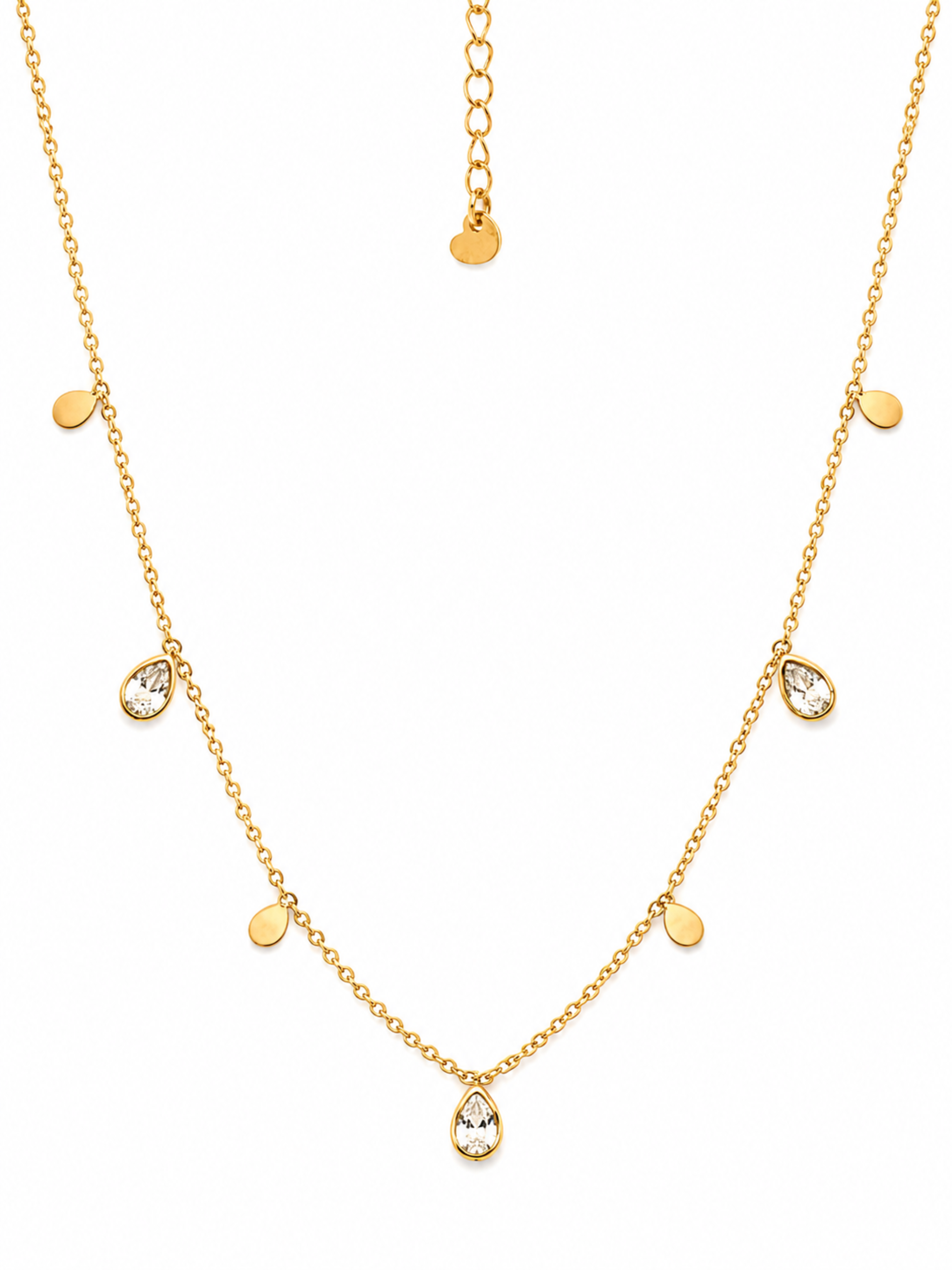 Halo Thread Necklace – Gold Plated Geometric Zircon Pendant Necklace – Pabeena