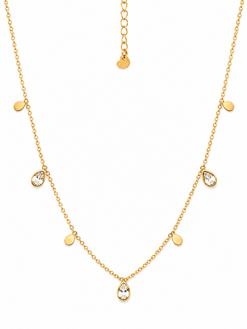 Halo Thread Necklace – Gold Plated Geometric Zircon Pendant Necklace