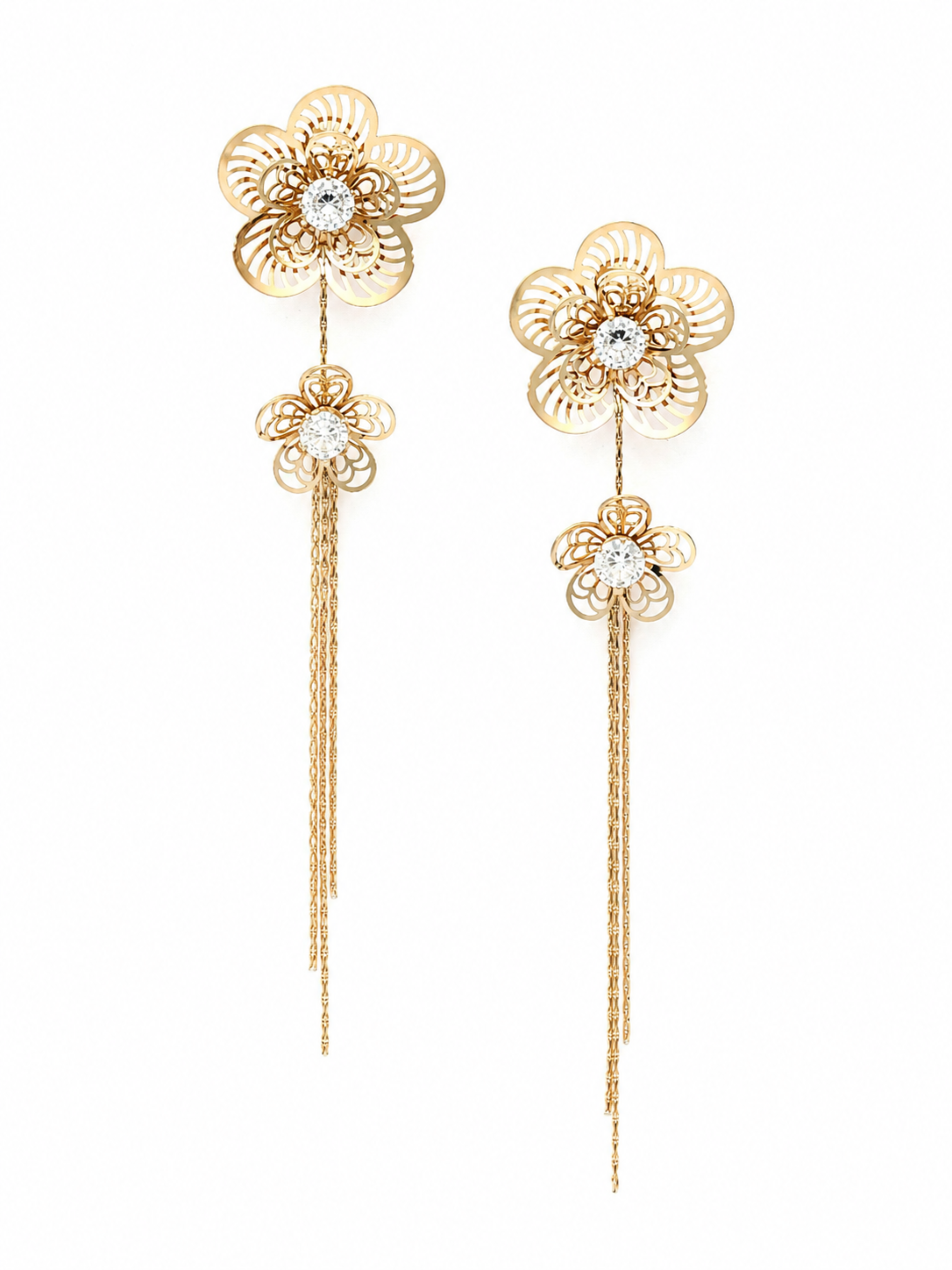 Heirloom Bloom Dangler Earrings – Gold Plated Floral Drops – Pabeena