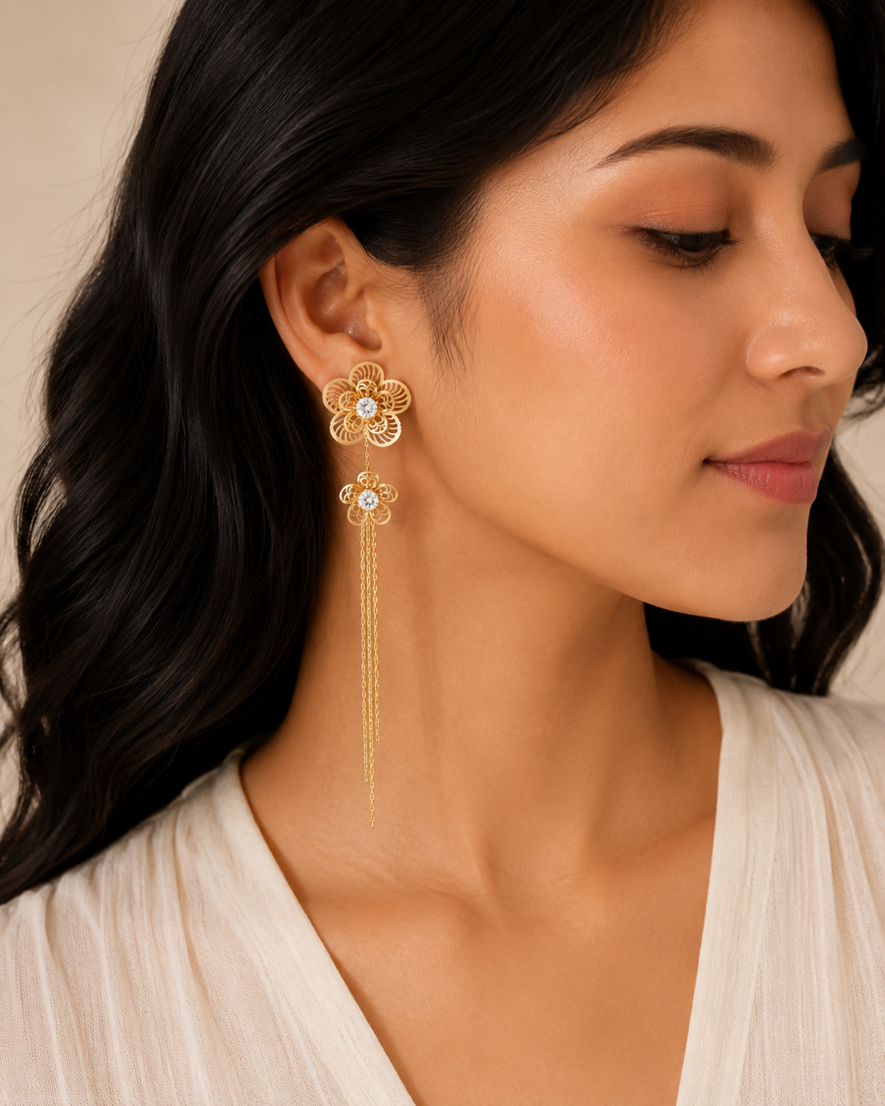Heirloom Bloom Dangler Earrings – view 3 – Pabeena