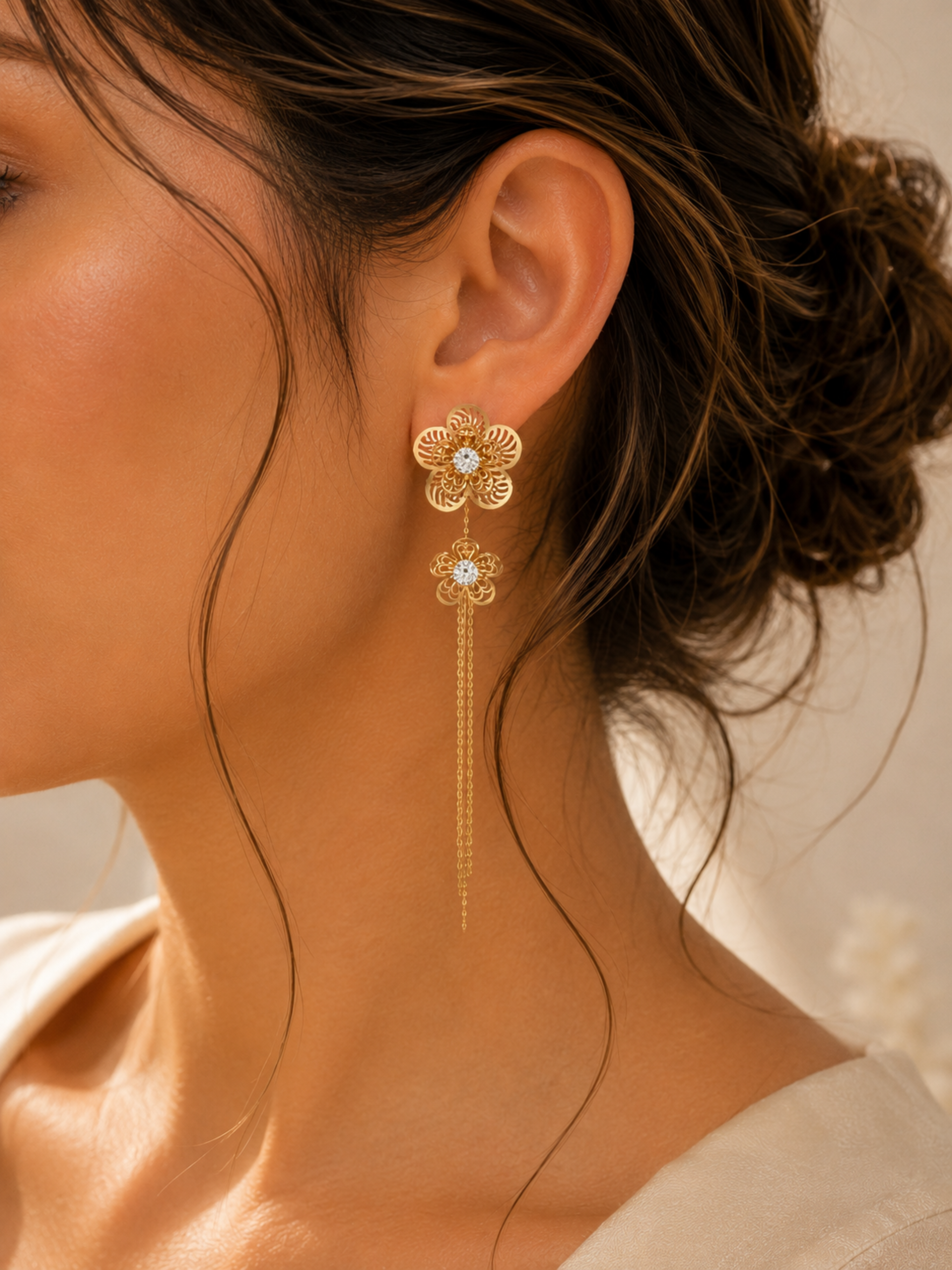 Heirloom Bloom Dangler Earrings – view 2 – Pabeena