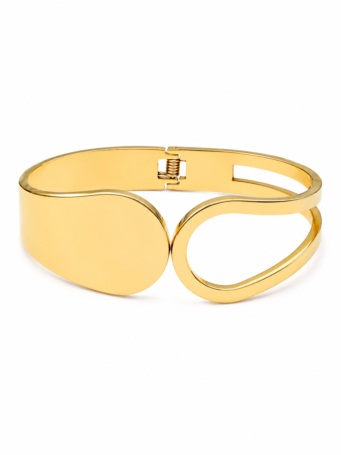 Iconic Love Cuff Bracelet – Gold Plated Sculptural Hinged Cuff – Pabeena