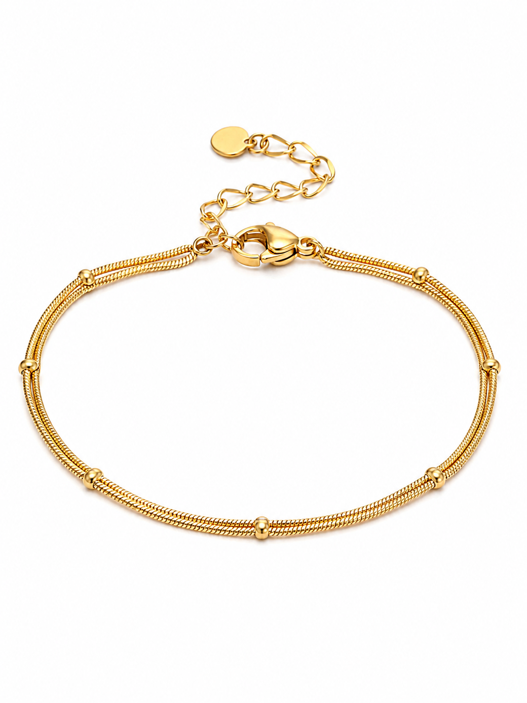 Layered Bracelet – Gold Plated Snake Chain Pendant Bracelet – Pabeena