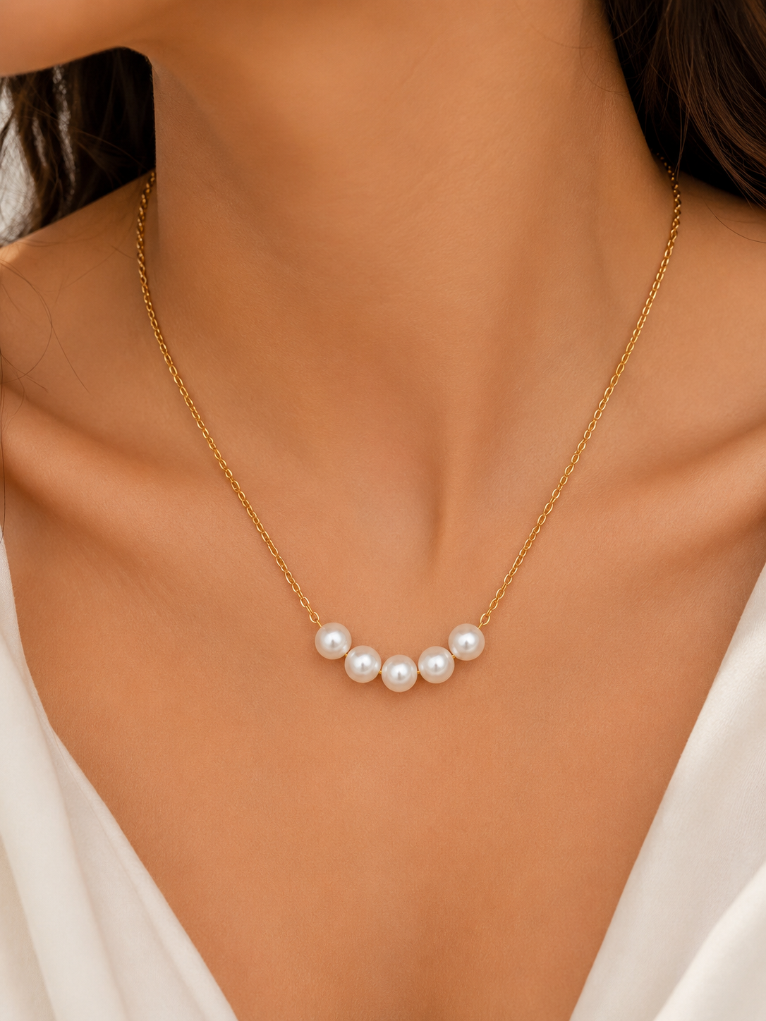 Luna Pearl Drop Necklace – view 2 – Pabeena
