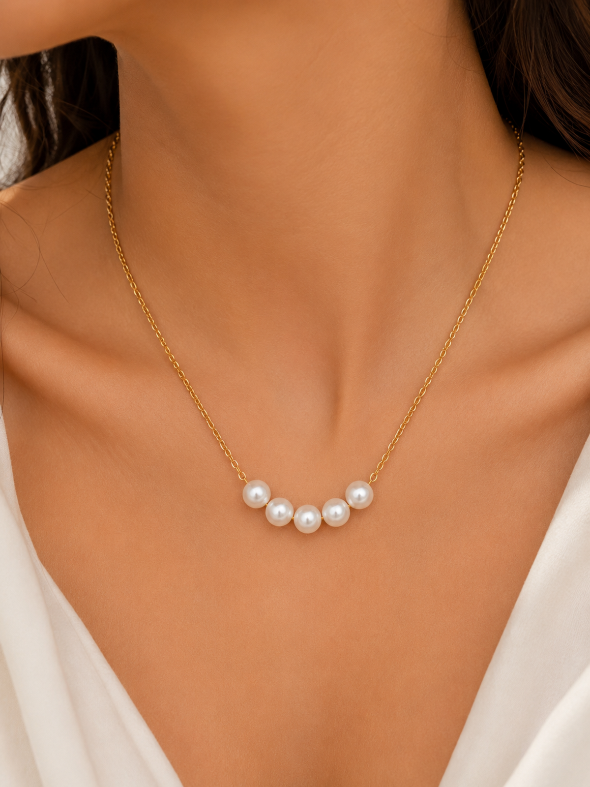 Luna Pearl Drop Necklace – view 2 – Pabeena
