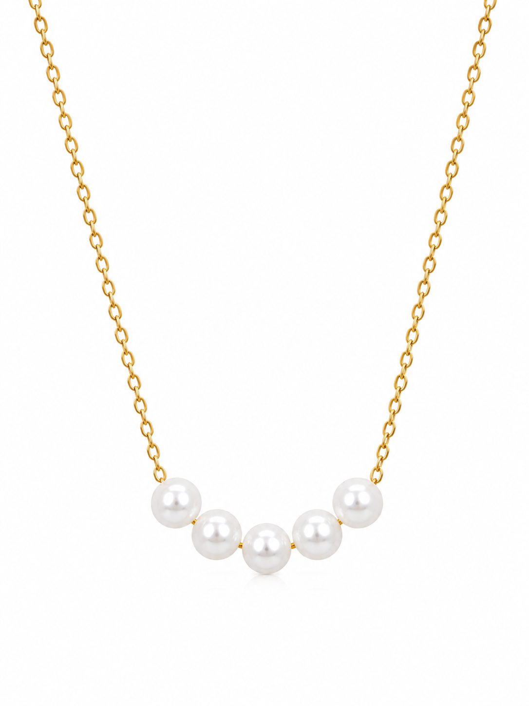 Luna Pearl Drop Necklace – Five Pearl Gold Plated Necklace for Women – Pabeena