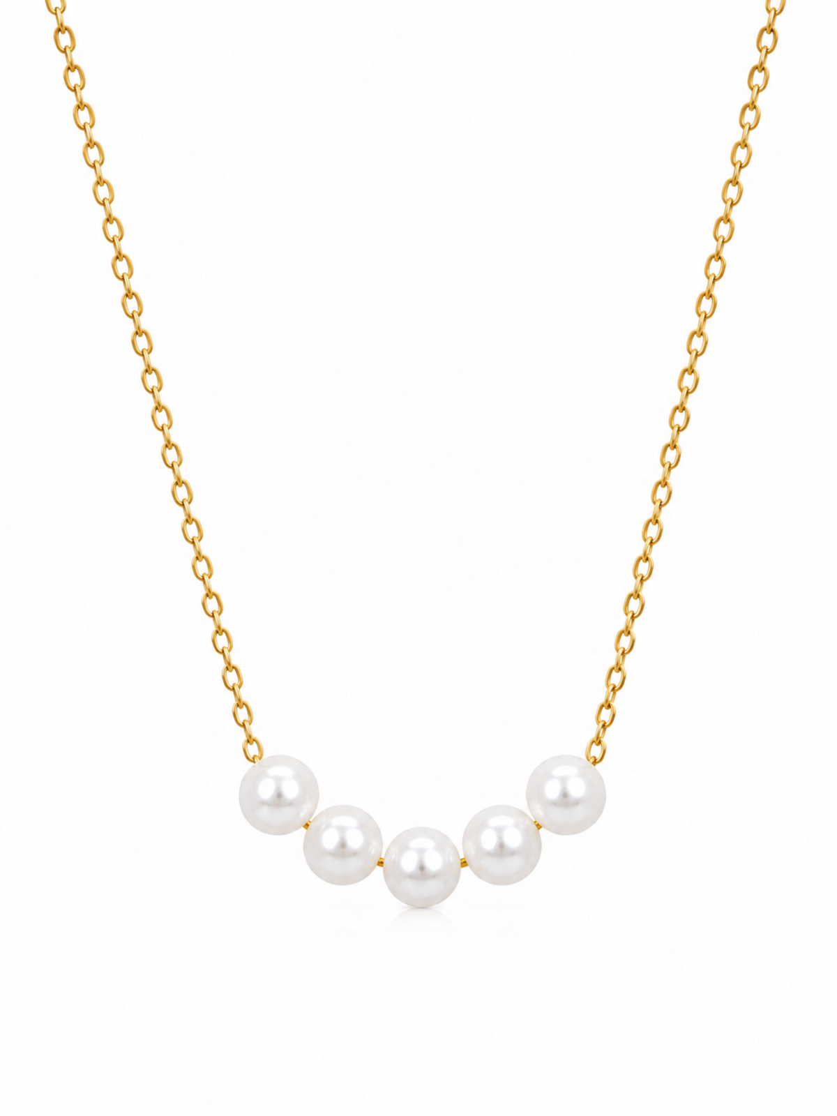 Luna Pearl Drop Necklace – Five Pearl Gold Plated Necklace for Women – Pabeena