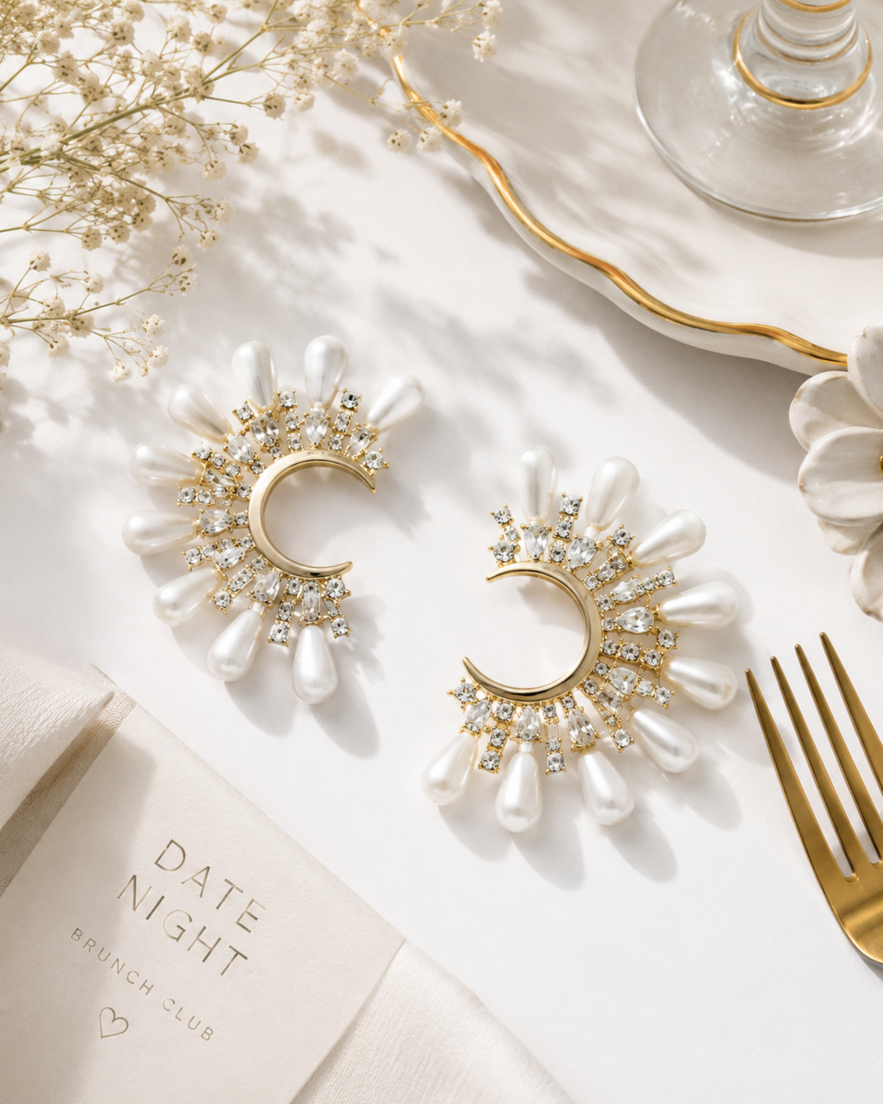 Lunara Pearl Crescent Studs – view 5 – Pabeena