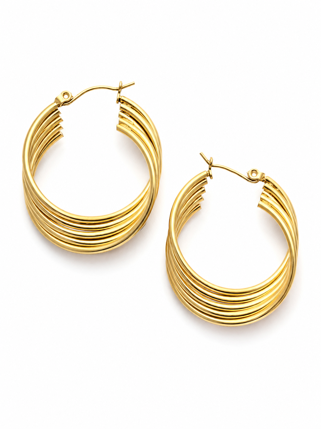 Lustre Layer Hoop Earrings – Gold Plated Layered Hoops for Women – Pabeena