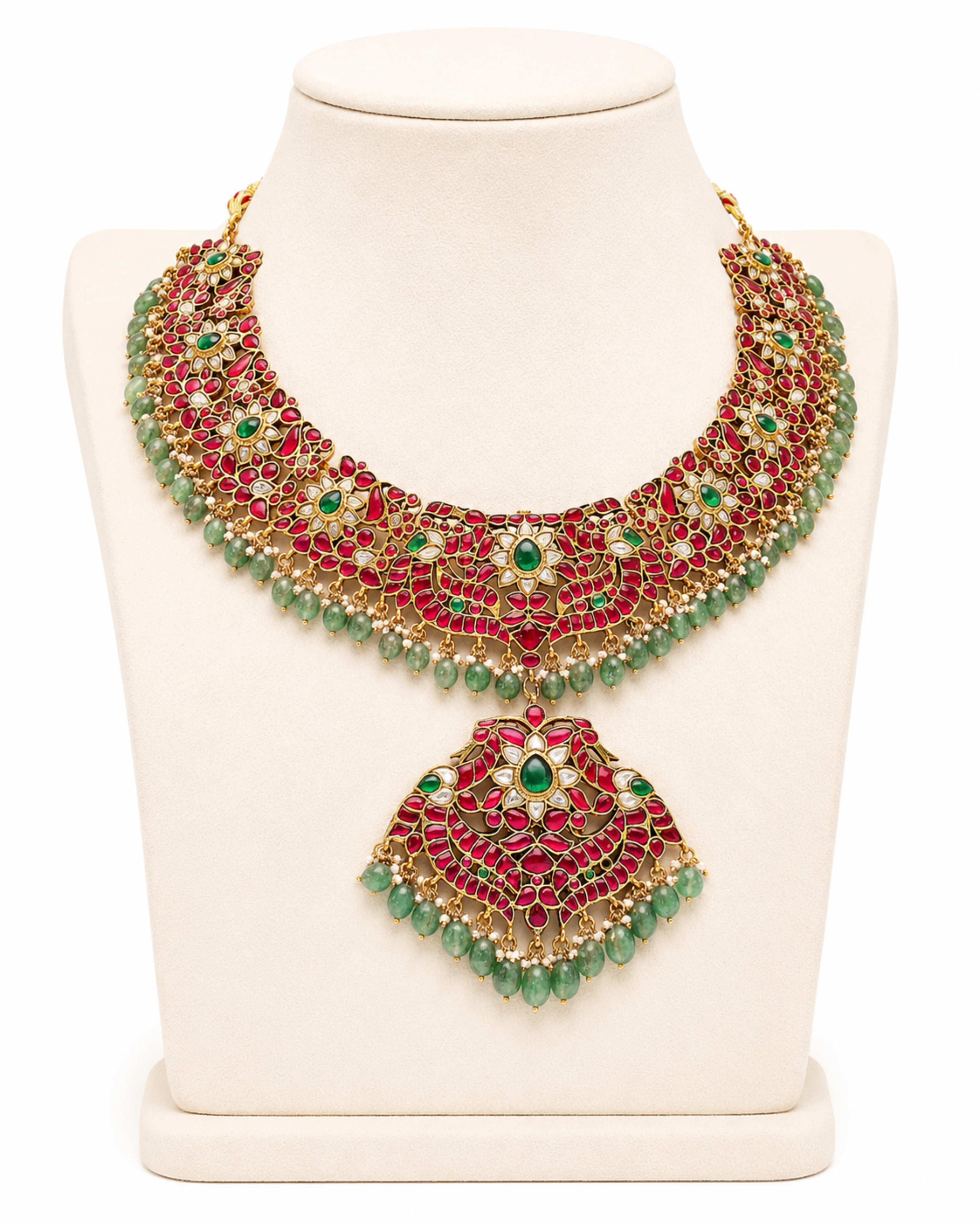 Mahalaya Heirloom Enamel Polki Choker - Pabeena
