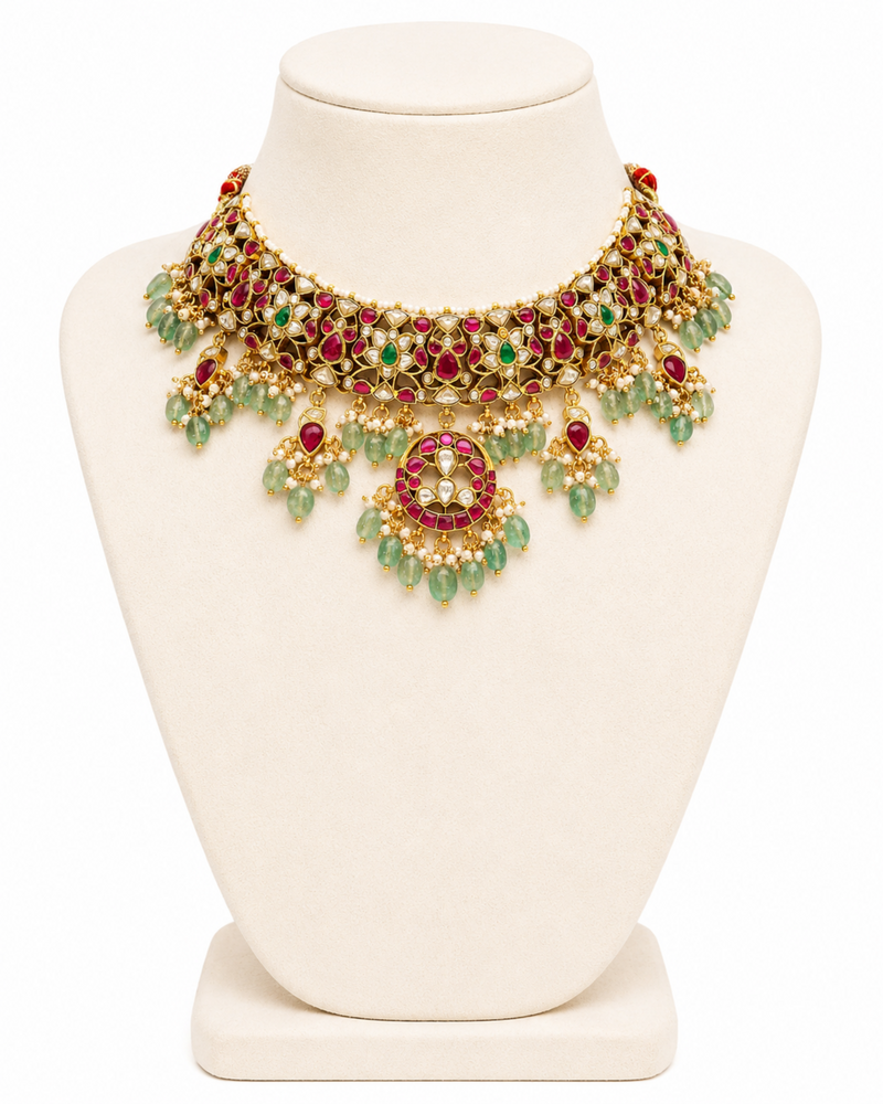 Mahira Regal Polki Jadau Choker – Handcrafted Bridal Necklace