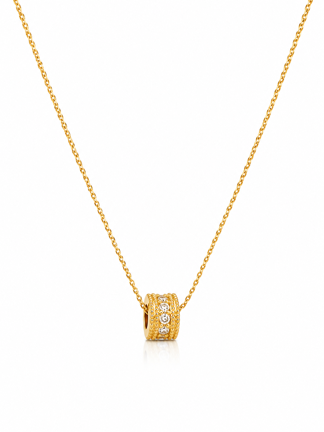 Stella Glow Necklace – Gold Plated Zircon Cylinder Pendant Necklace – Pabeena