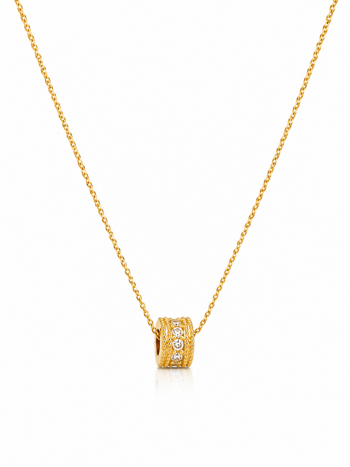 Stella Glow Necklace – Gold Plated Zircon Cylinder Pendant Necklace – Pabeena