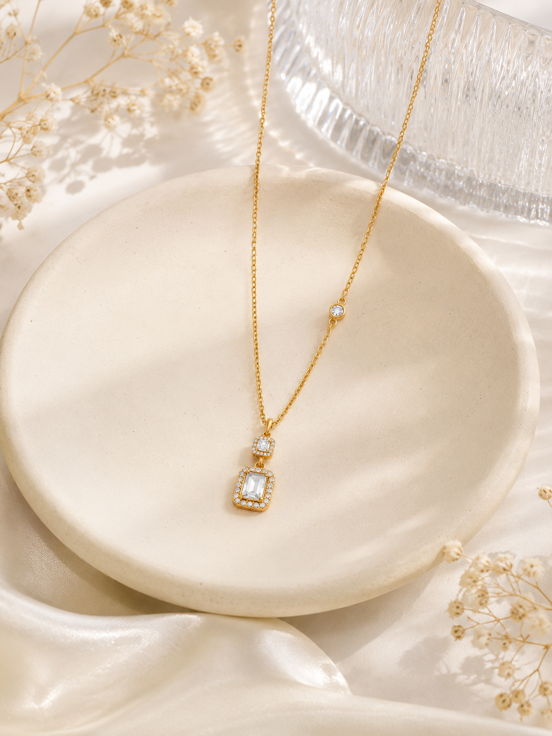 Celeste Duo Zircon Pendant Necklace – view 3 – Pabeena