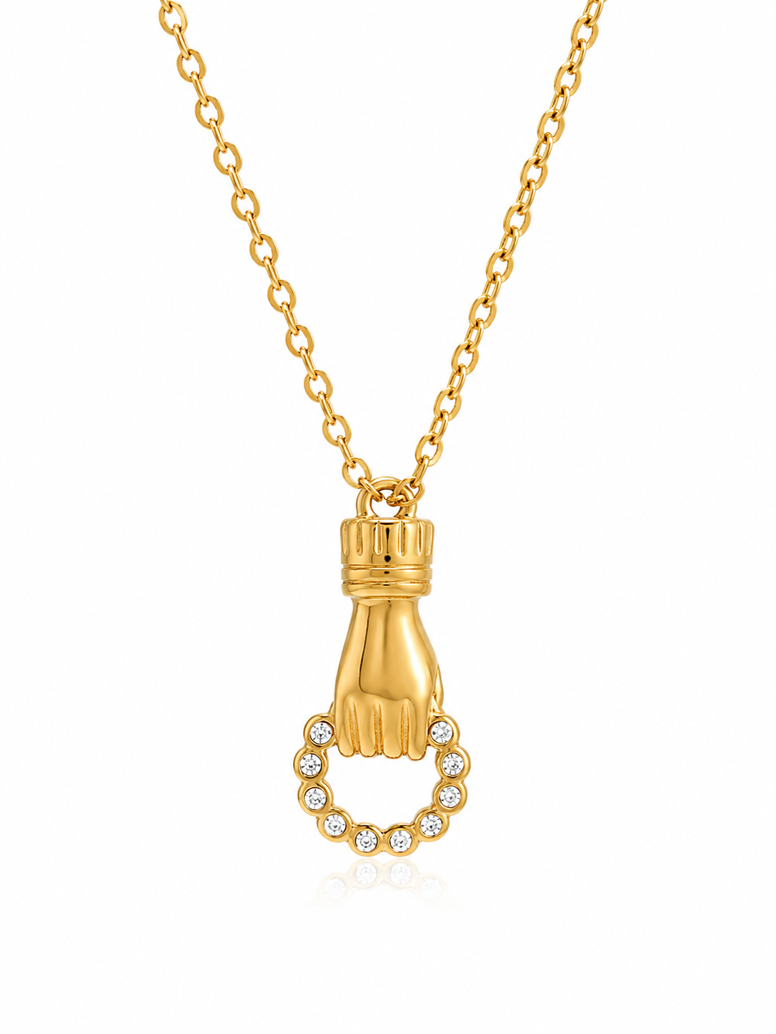 Divine Hand Pendant Necklace – Gold Plated Zircon Charm Necklace – Pabeena