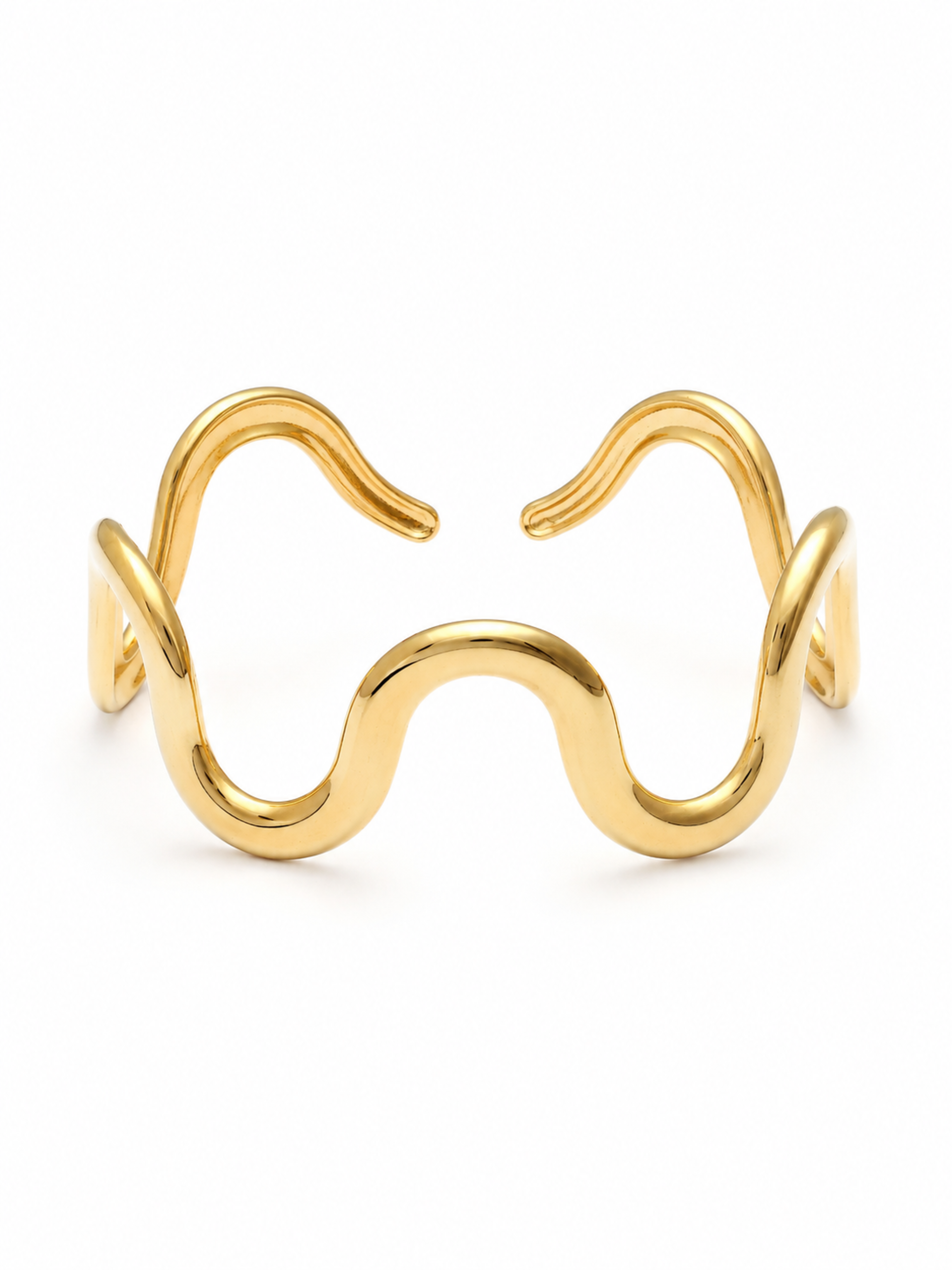 Noiré Curve Gold Cuff Bracelet – Gold Plated Open Cuff for Women – Pabeena