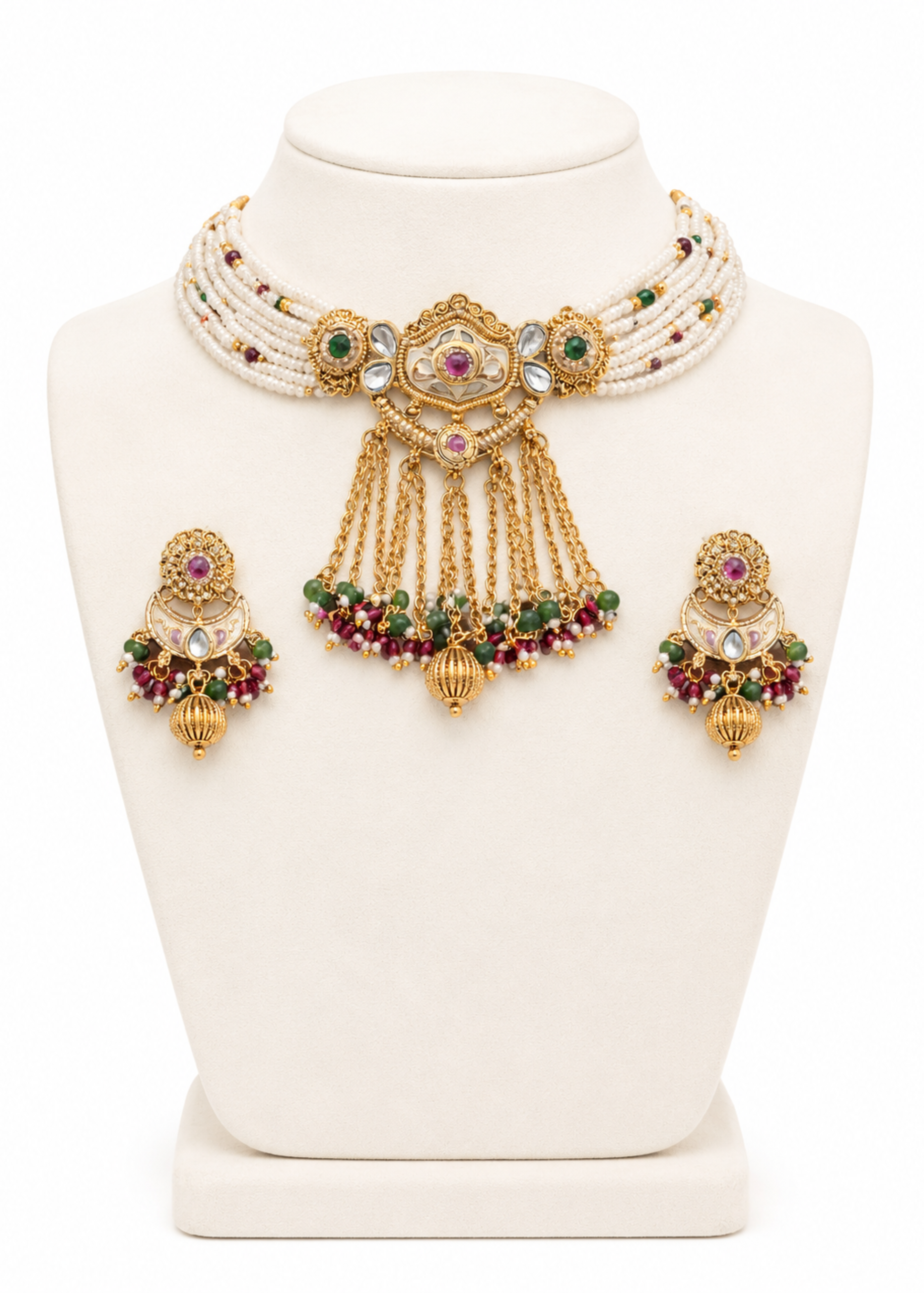 Noor Jahan Pearl Kundan Choker Set - Pabeena