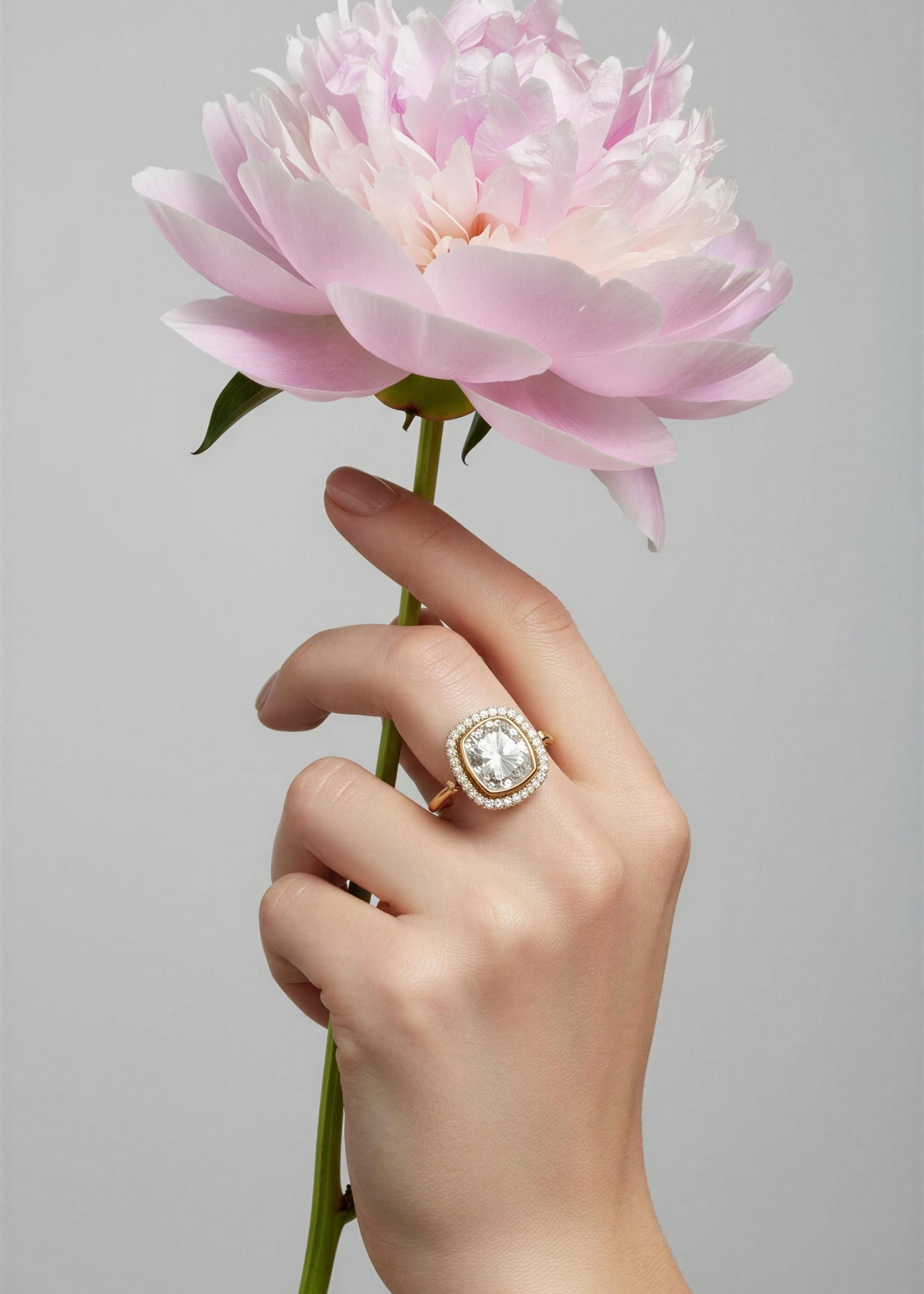 Noor Moissanite Halo Ring - Pabeena