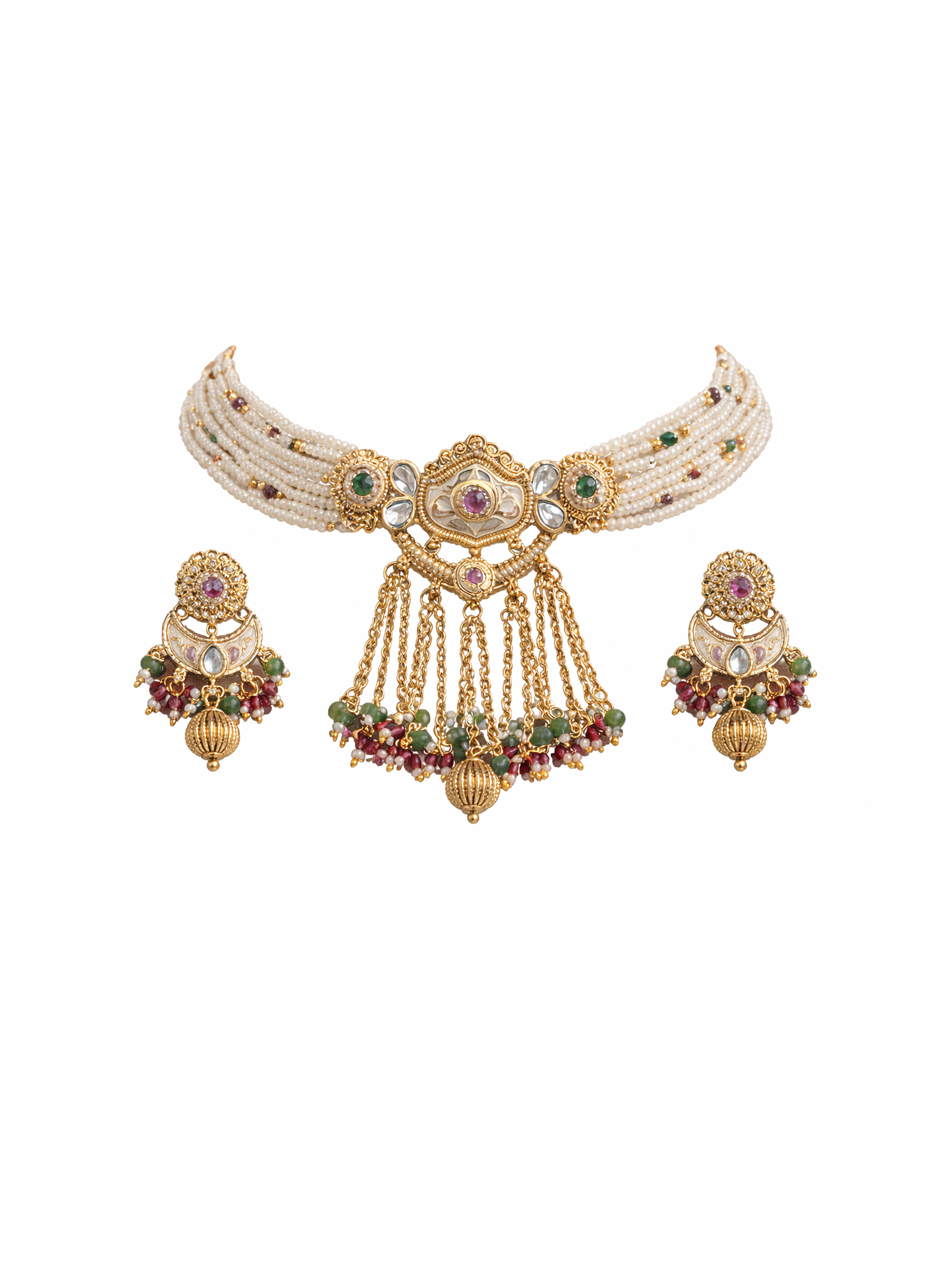 Noor Jahan Pearl Kundan Choker Set - Pabeena