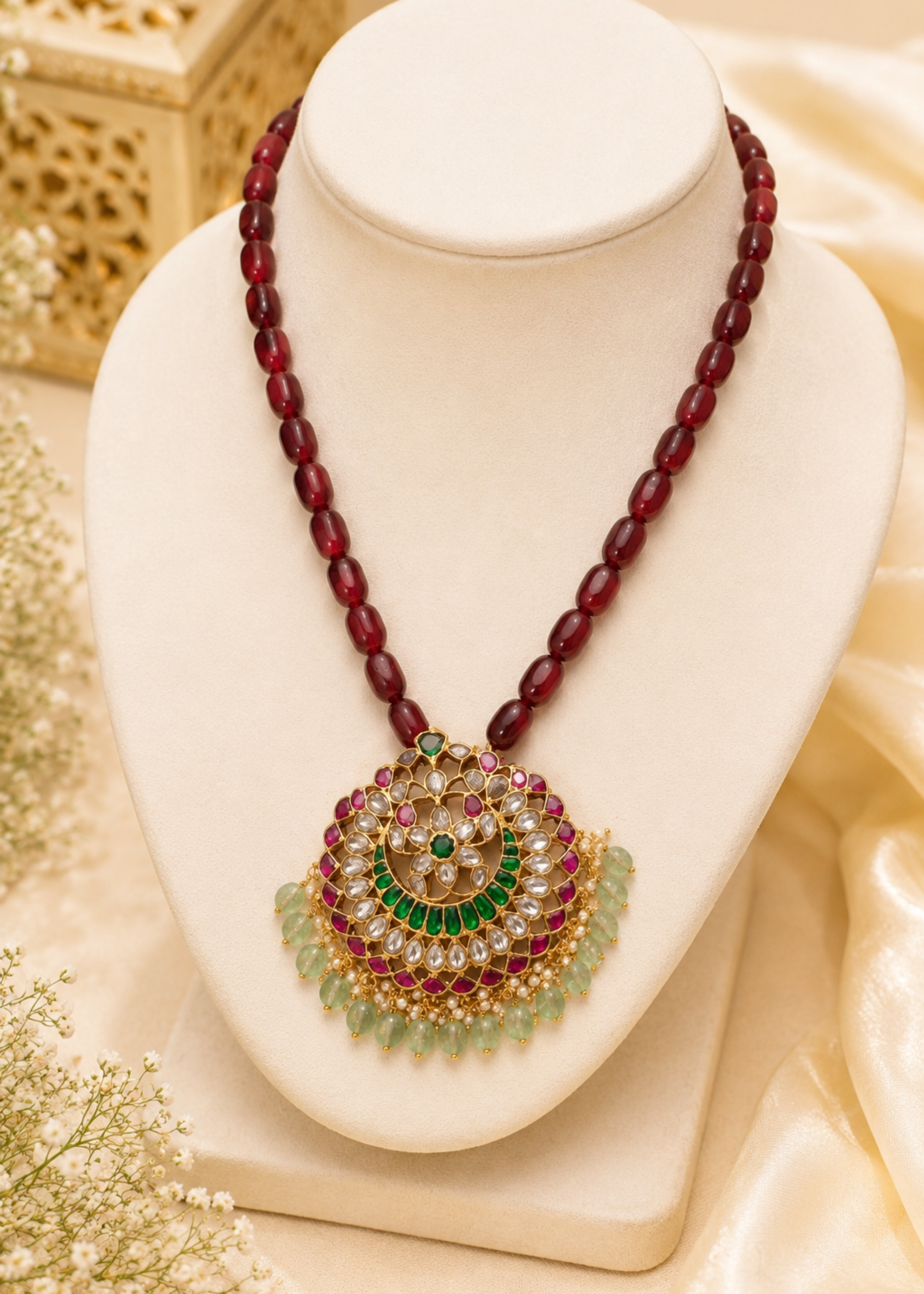 Noor Mahal Jadau Pendant - Pabeena