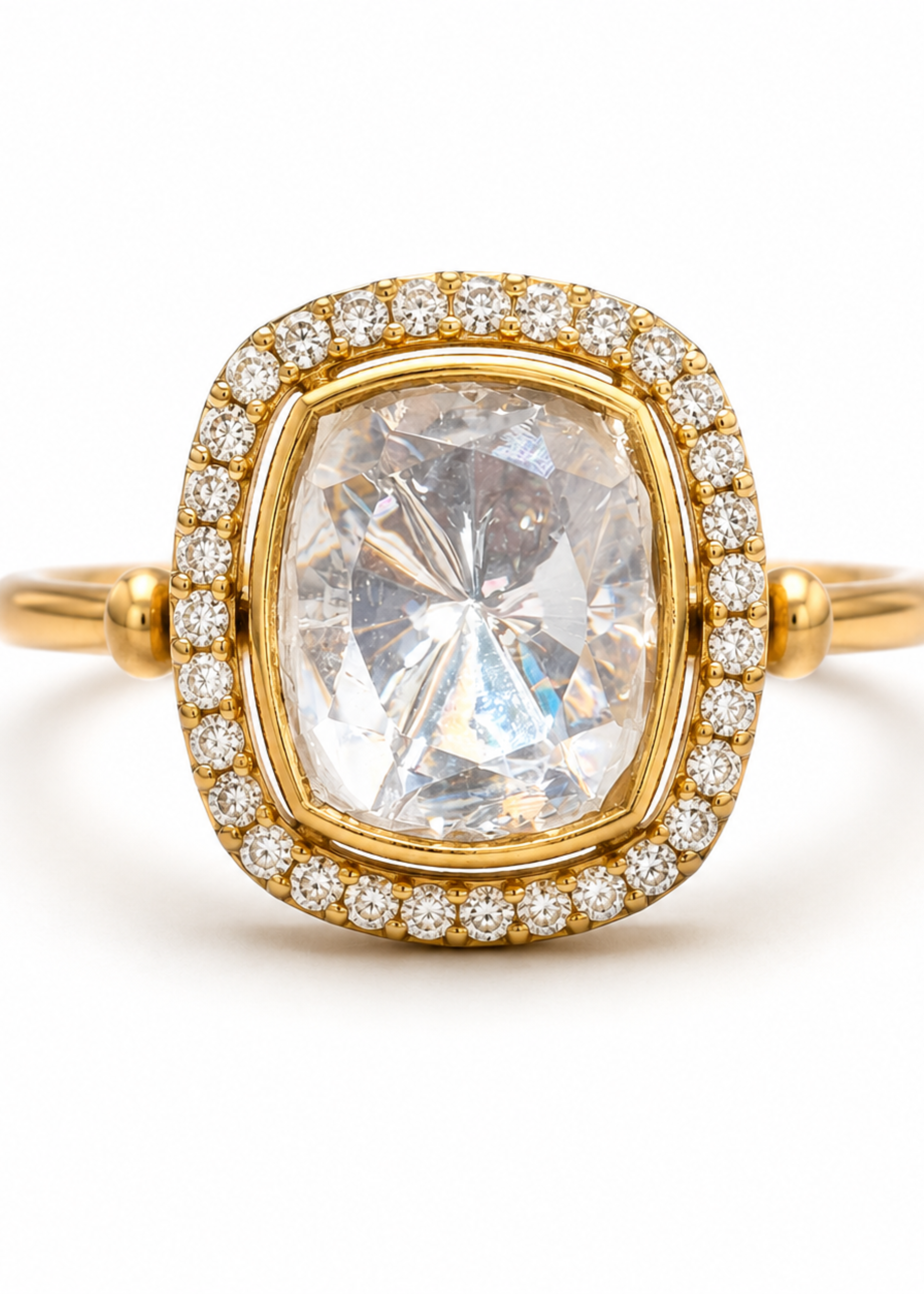 Noor Moissanite Halo Ring - Pabeena