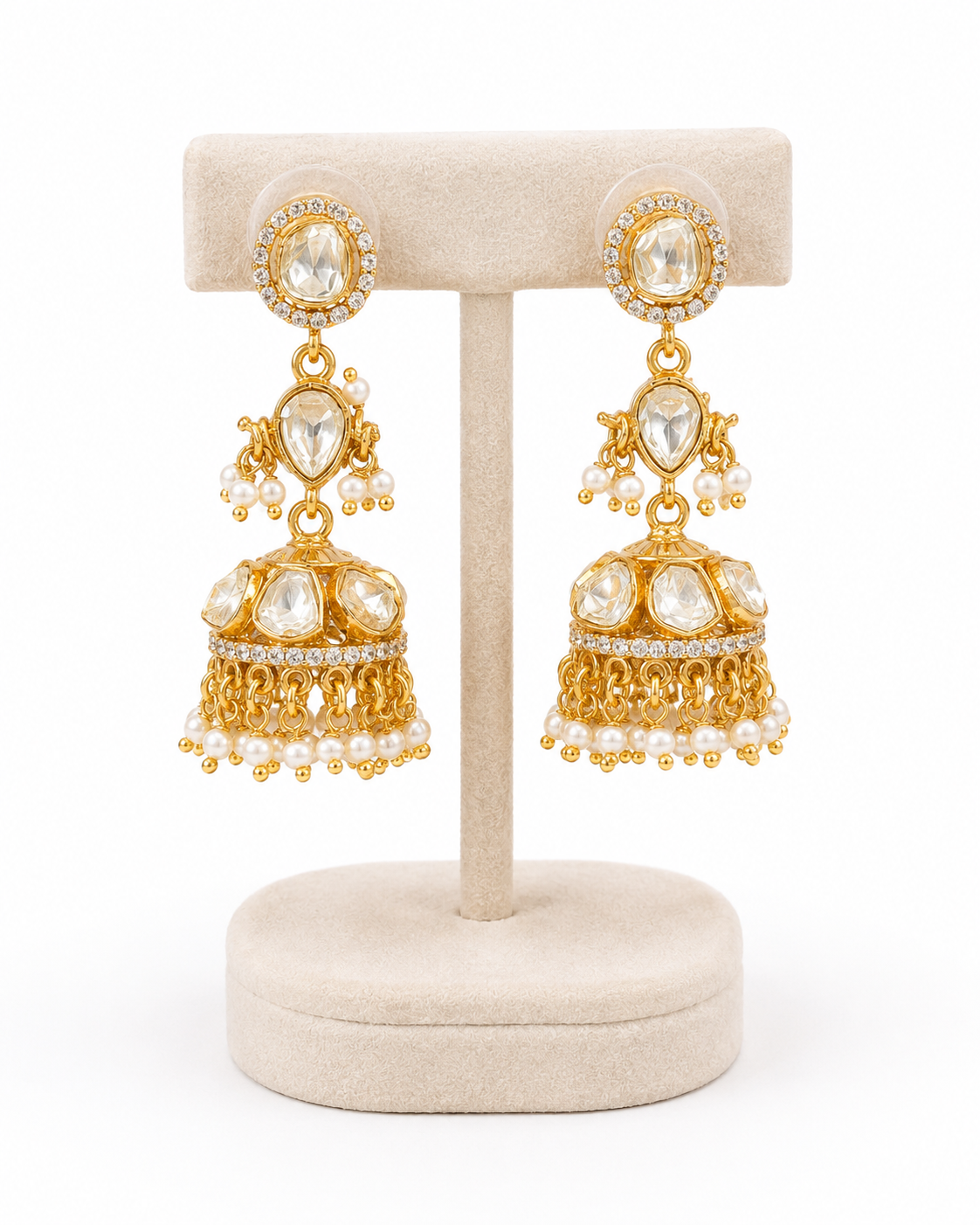 Noor Moissanite Pearl Jhumkas - Pabeena