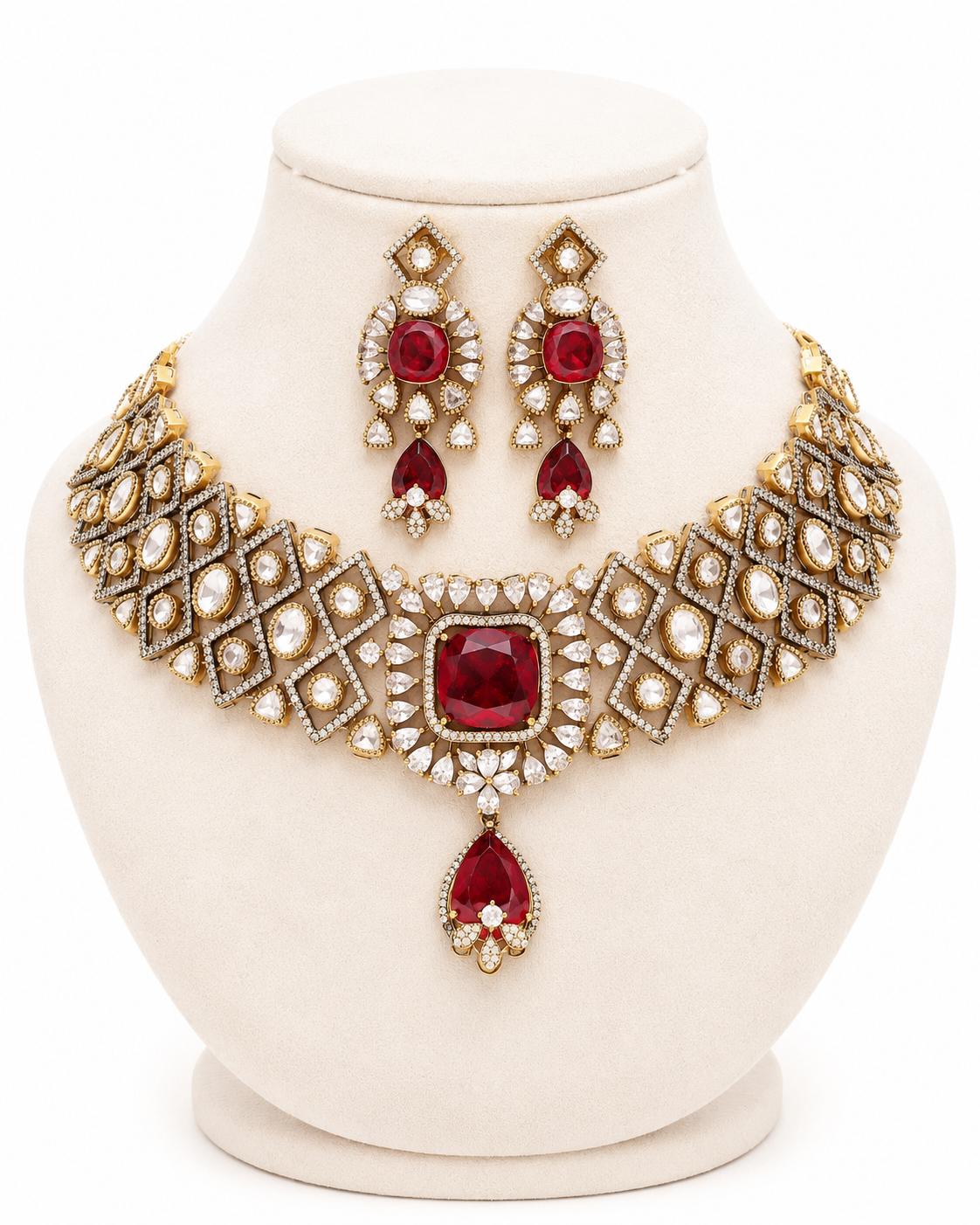 Crimson Glint Moissanite Statement Set - Pabeena