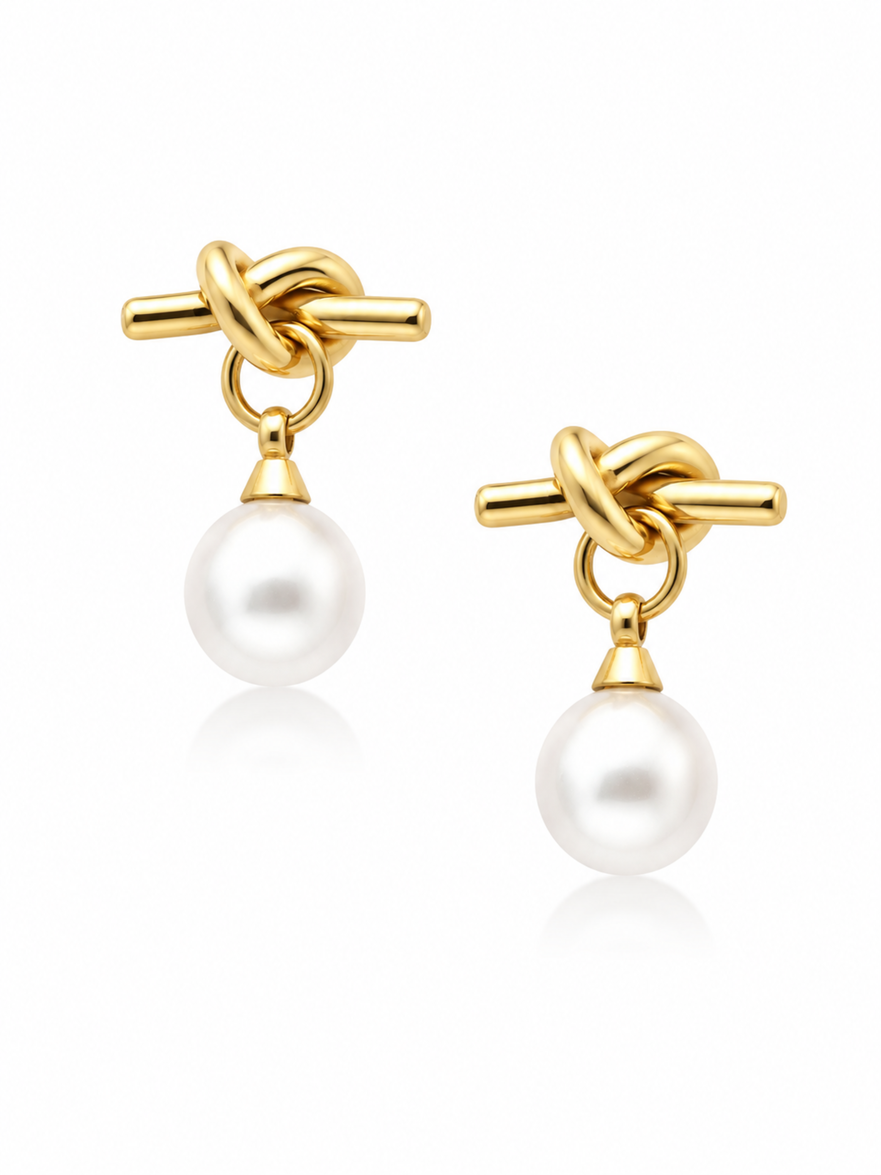 Pearl Knot Drop Earrings – Gold Plated Pearl Danglers for Women – Pabeena