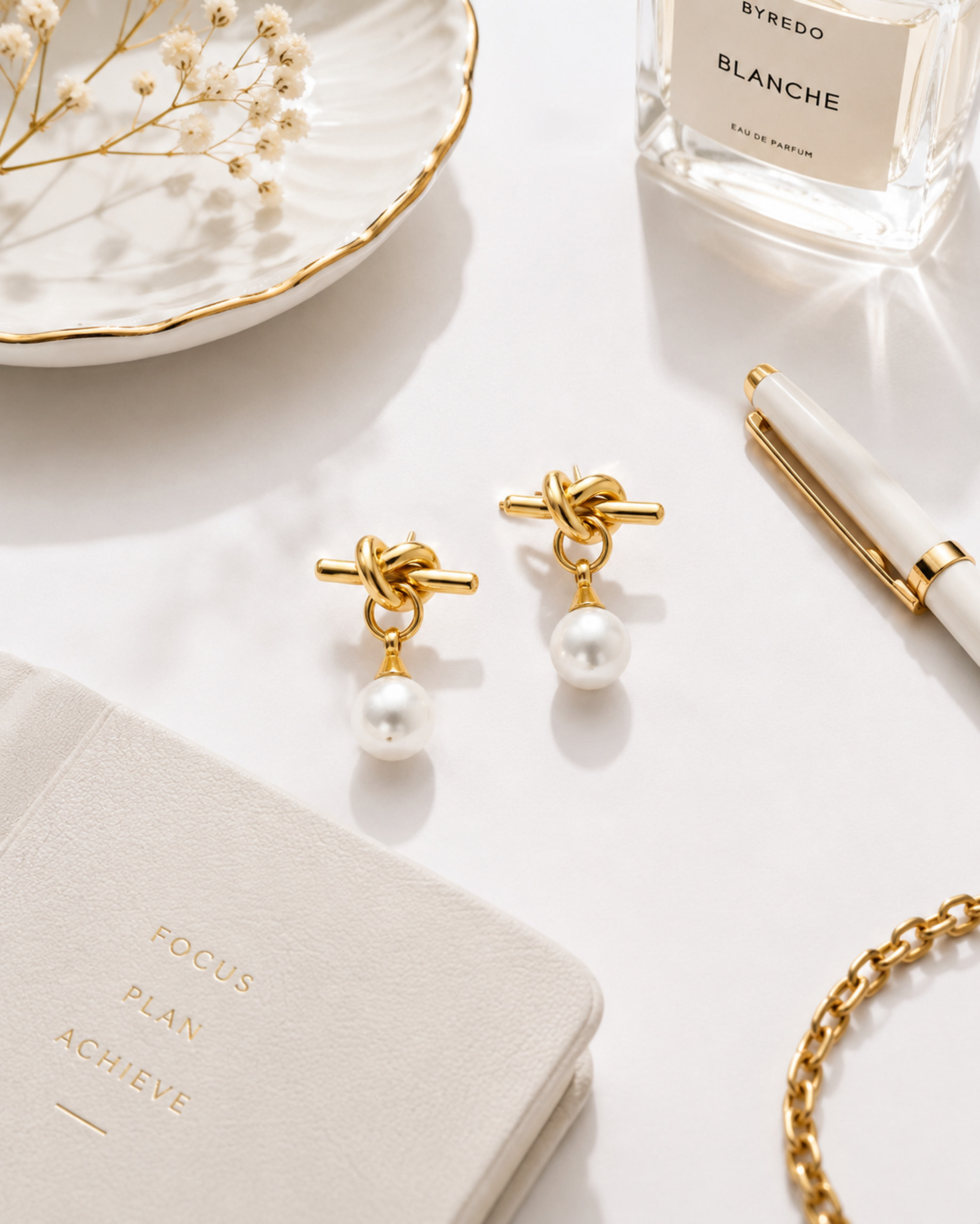 Pearl Knot Drop Earrings – view 3 – Pabeena