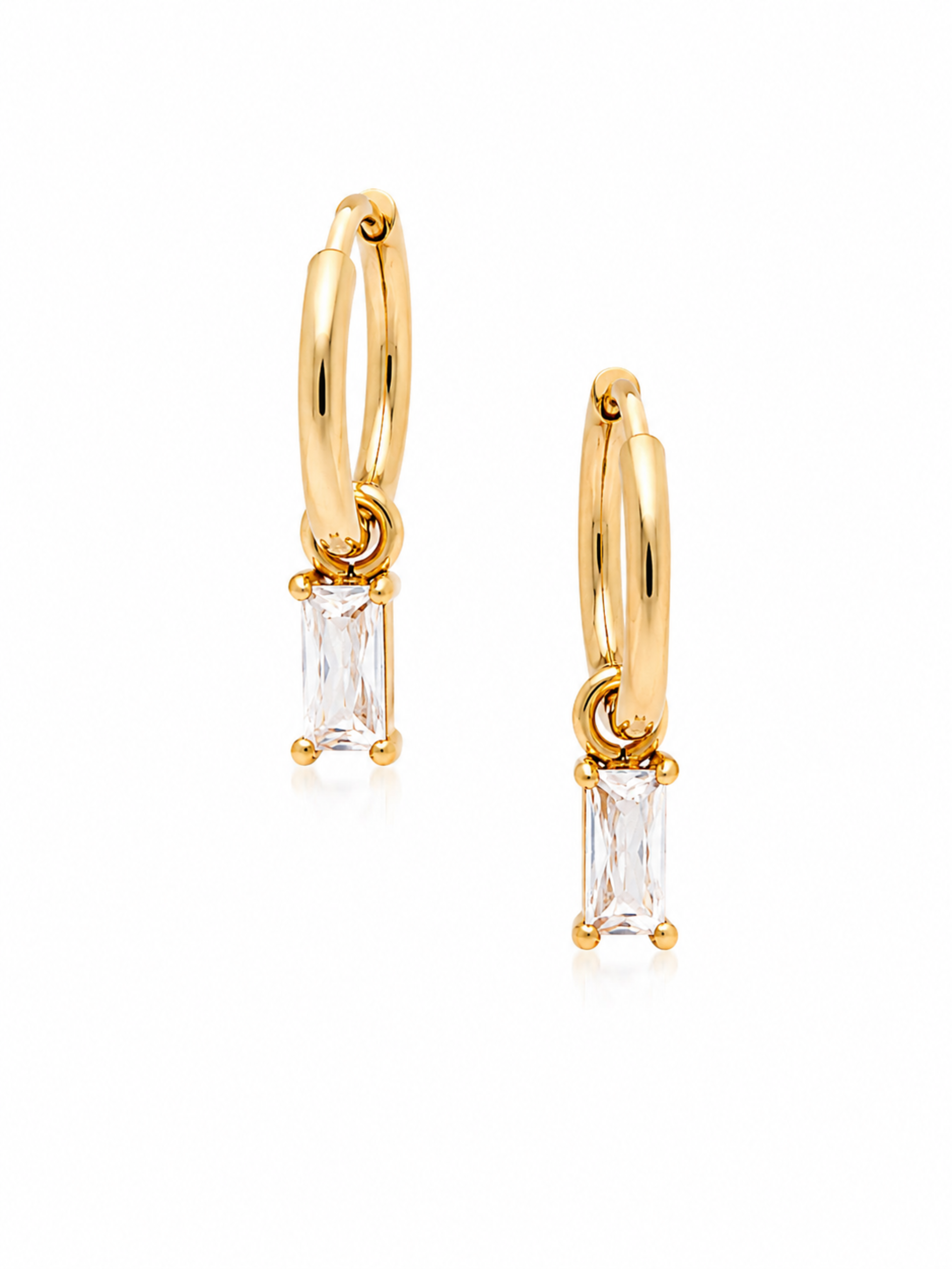 Prism Hoop Earrings – Gold Plated Geometric Zircon Drop Earrings – Pabeena
