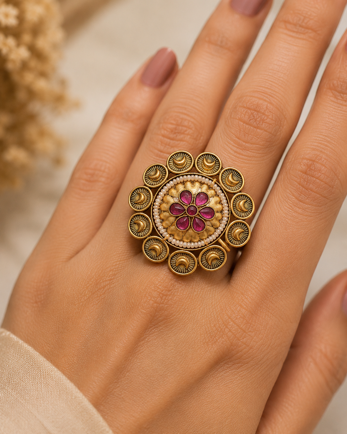 Rajnavi Ravi Temple Ring - Pabeena