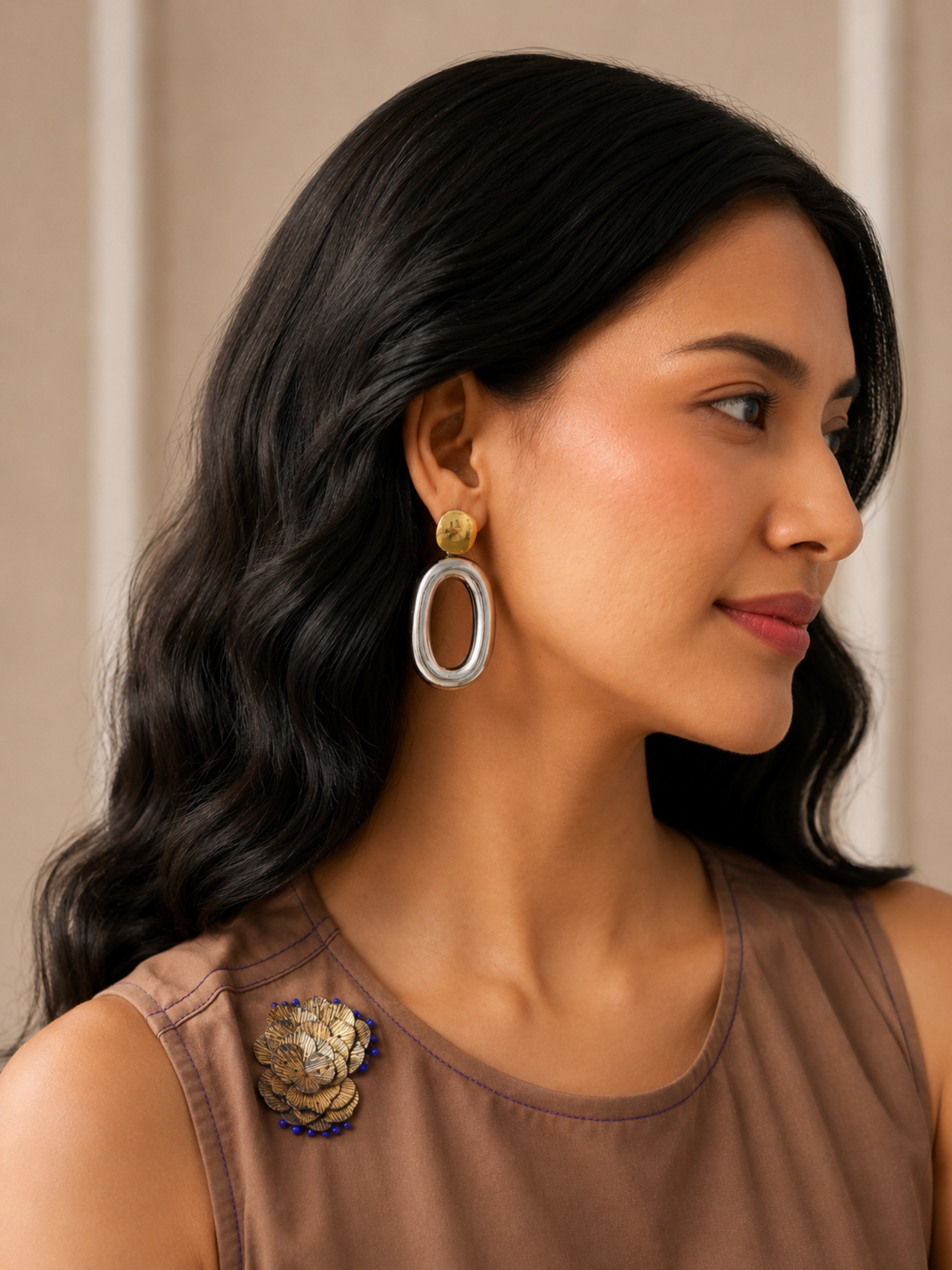 Sol & Silver Drop Earrings – view 2 – Pabeena