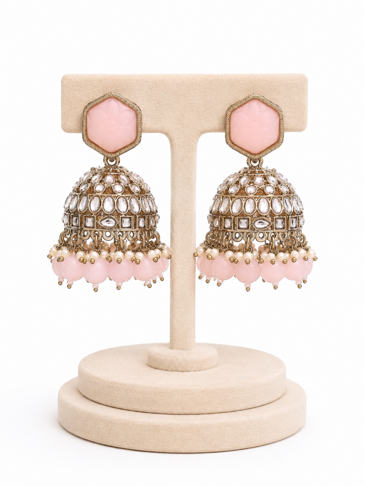 Saira Blush Kundan Jhumkis - Pabeena