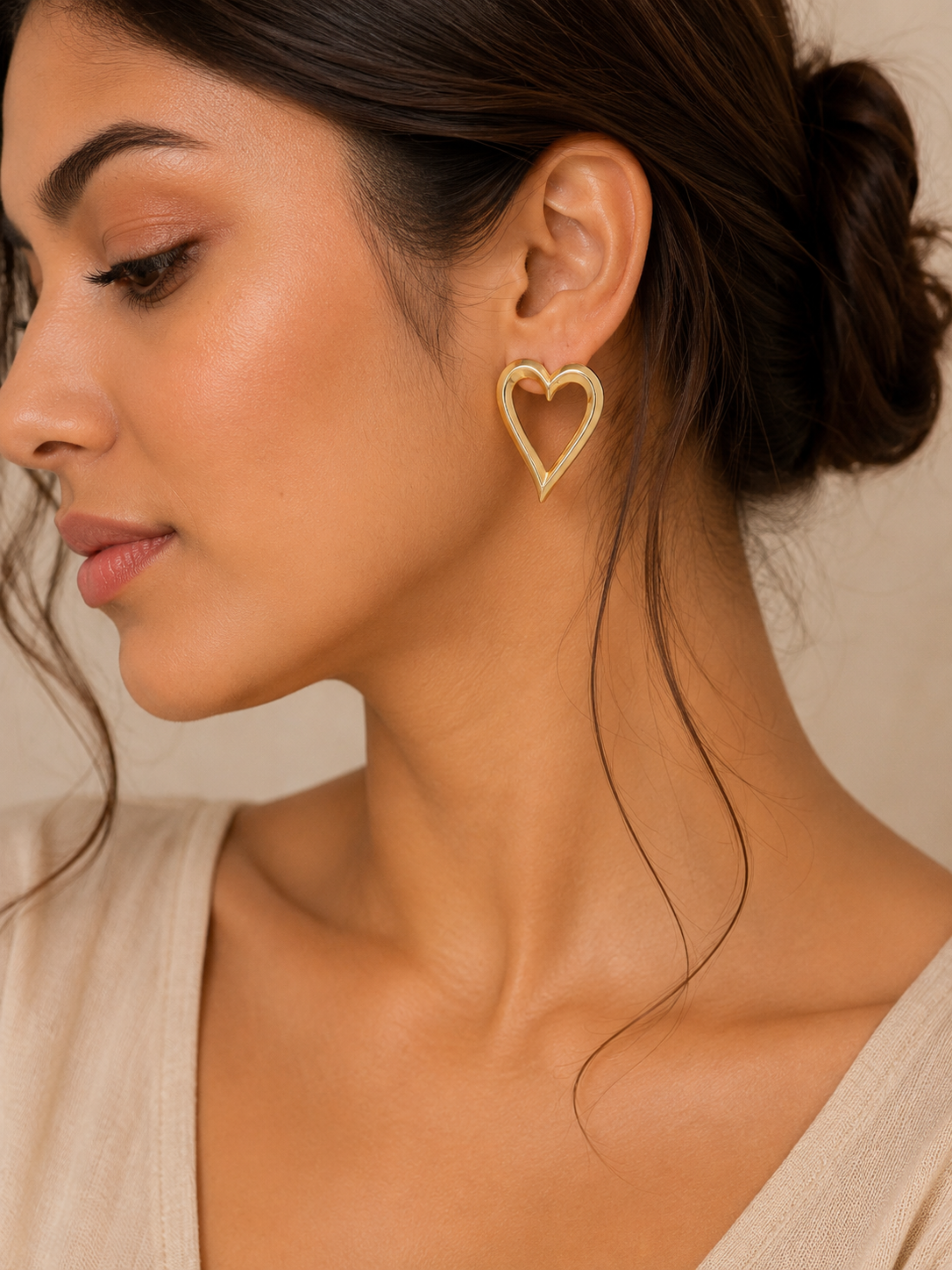 Soft Vow Heart Stud Earrings – view 2 – Pabeena