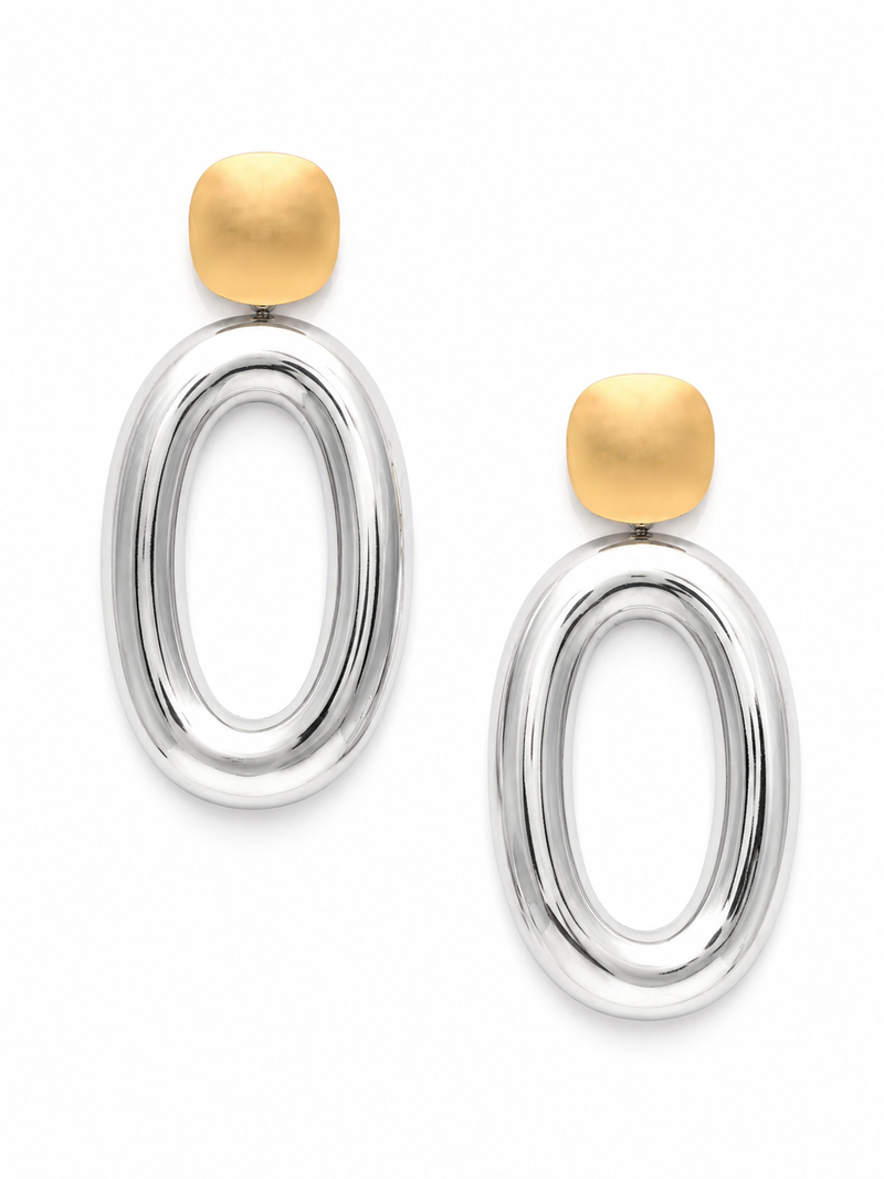 Sol & Silver Drop Earrings – Two Tone Gold Silver Drop Earrings