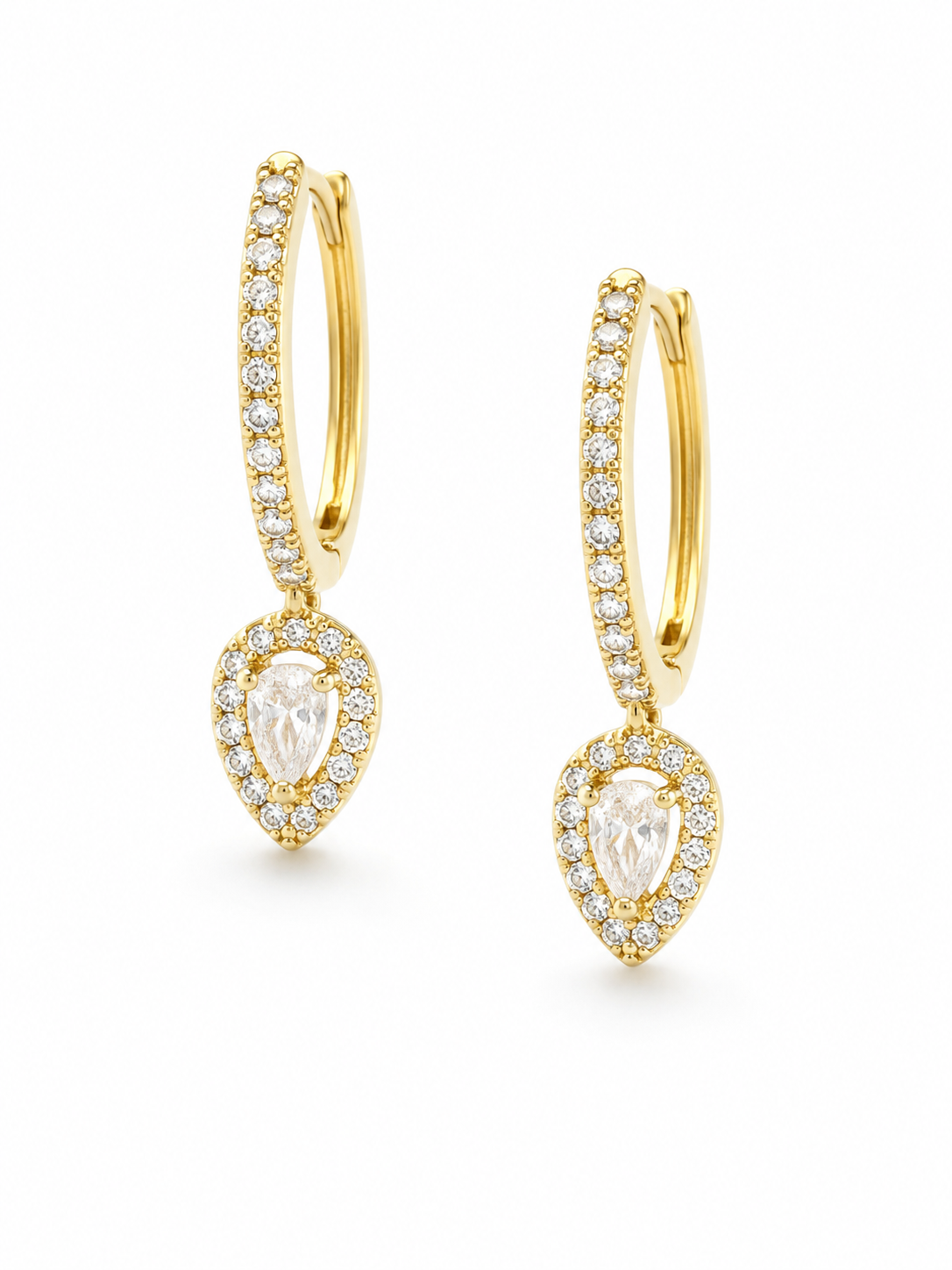 Seraphina Glow Drop Earrings – Gold Plated Zircon Danglers – Pabeena