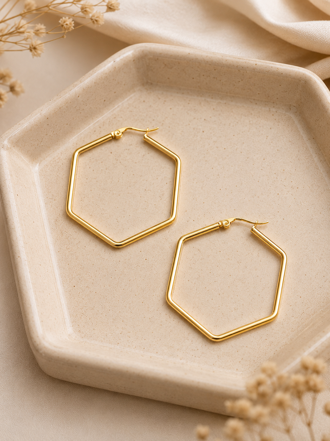 Starlite Hexagon Hoop Earrings – view 4 – Pabeena