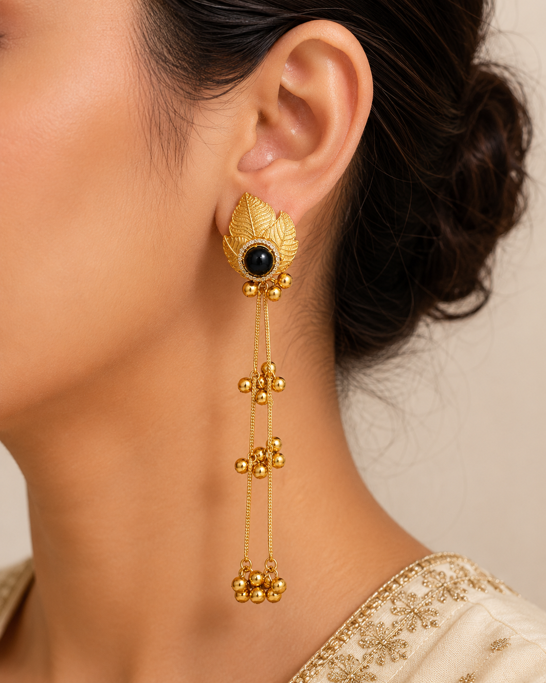 Suvarna Pallav Long Tassel Earrings - Pabeena