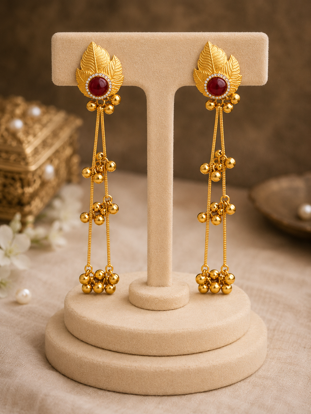 Suvarna Pallav Long Tassel Earrings - Pabeena