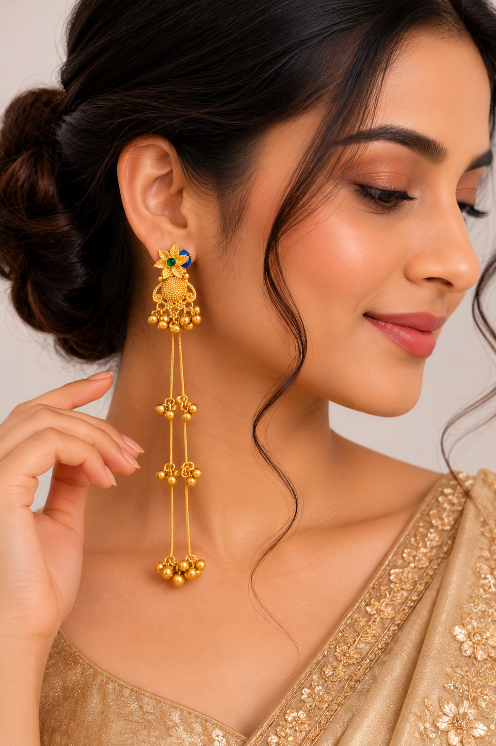 Swarna Noor Long Jhumka Earrings - Pabeena