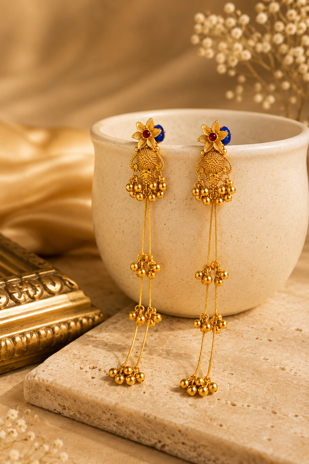 Swarna Noor Long Jhumka Earrings - Pabeena