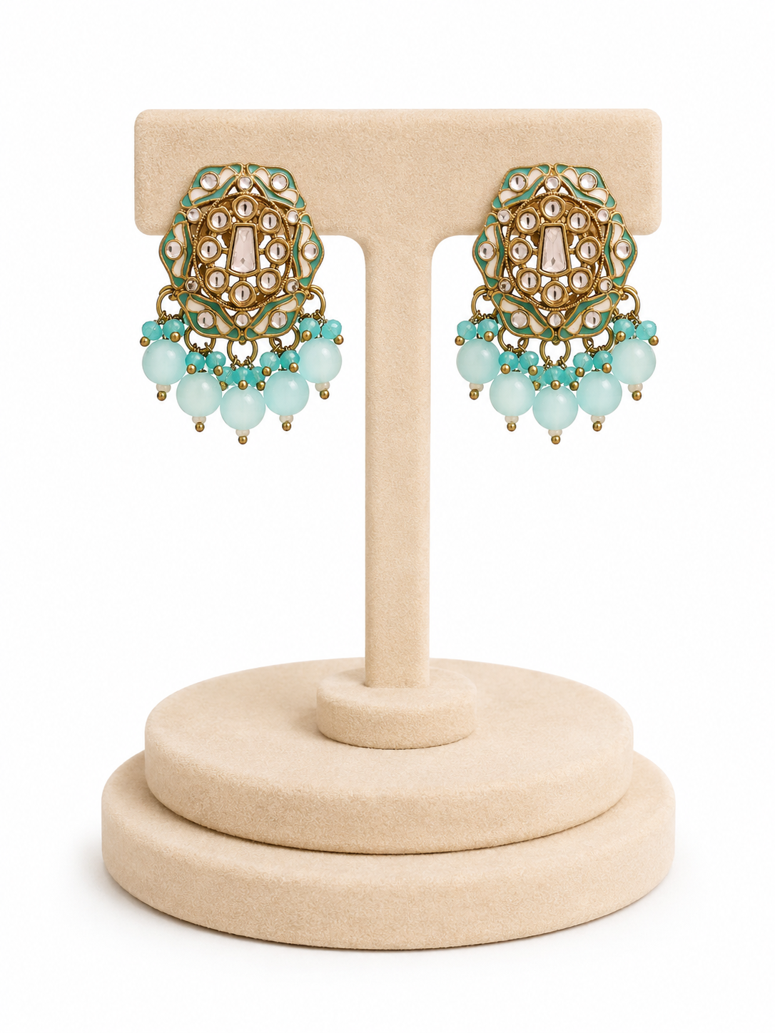 Tara Mint Kundan Earrings - Pabeena