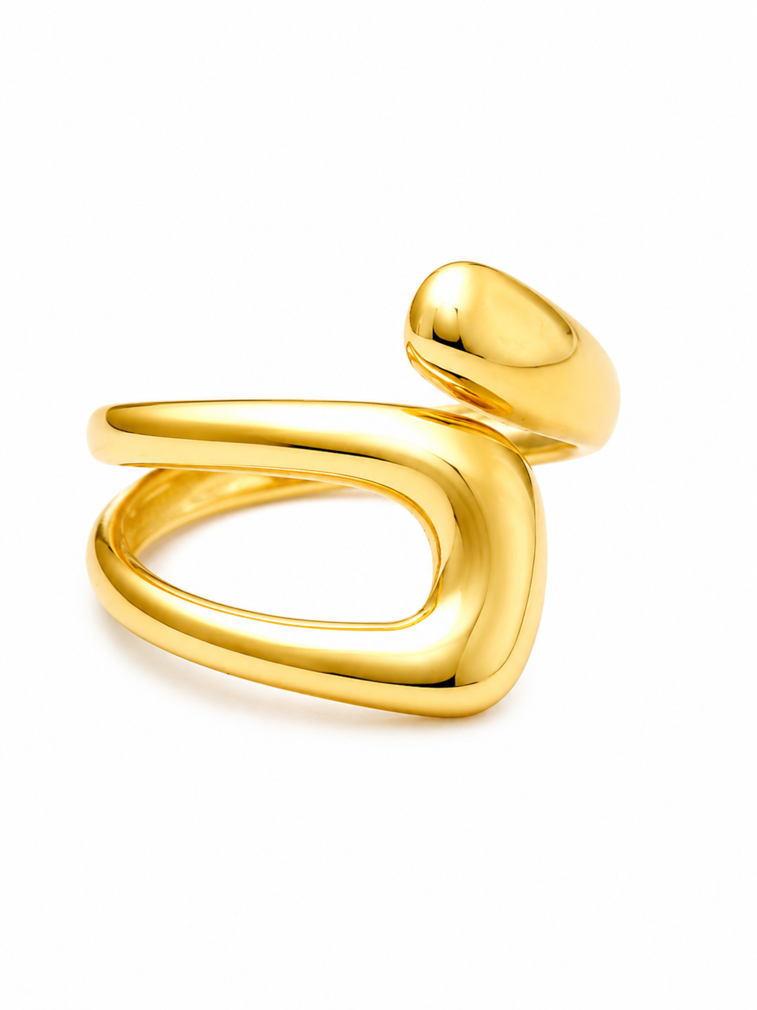 Textured Band Ring – Gold Plated Irregular Open Ring, One Size – Pabeena