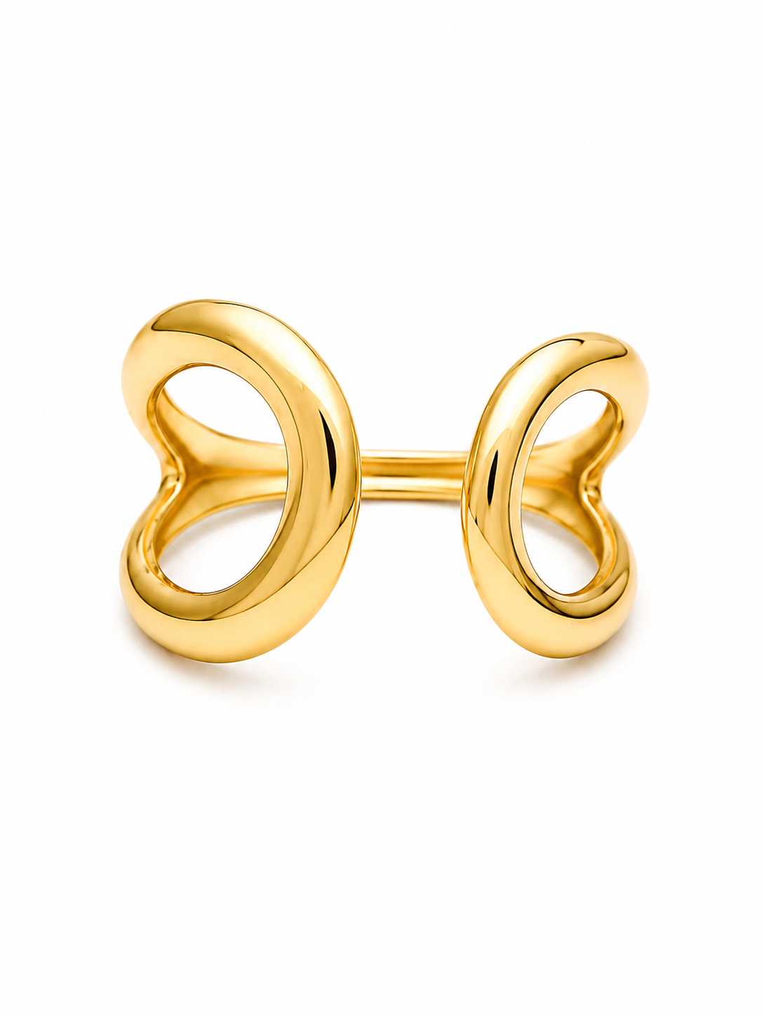 Twin Band Ring – Gold Plated Asymmetrical Open Ring for Women – Pabeena