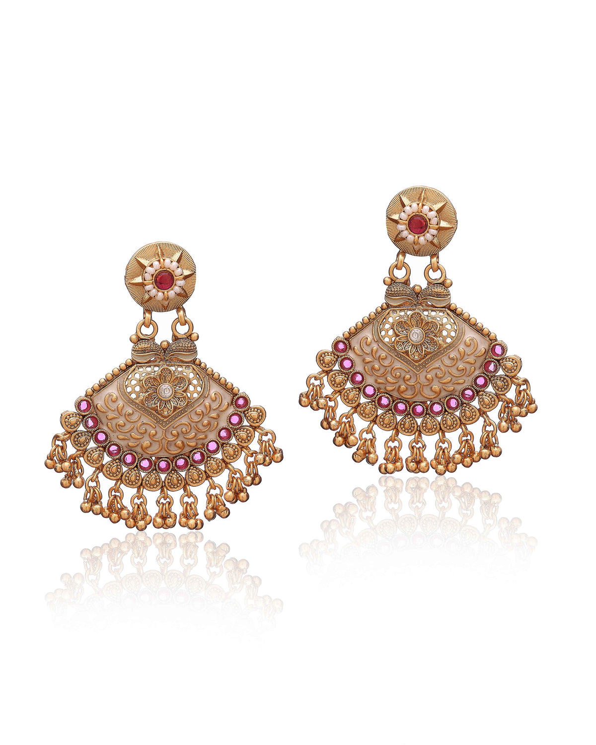 Ravya Heritage Chandbali Earrings – Traditional Kundan Chandbalis – Pabeena