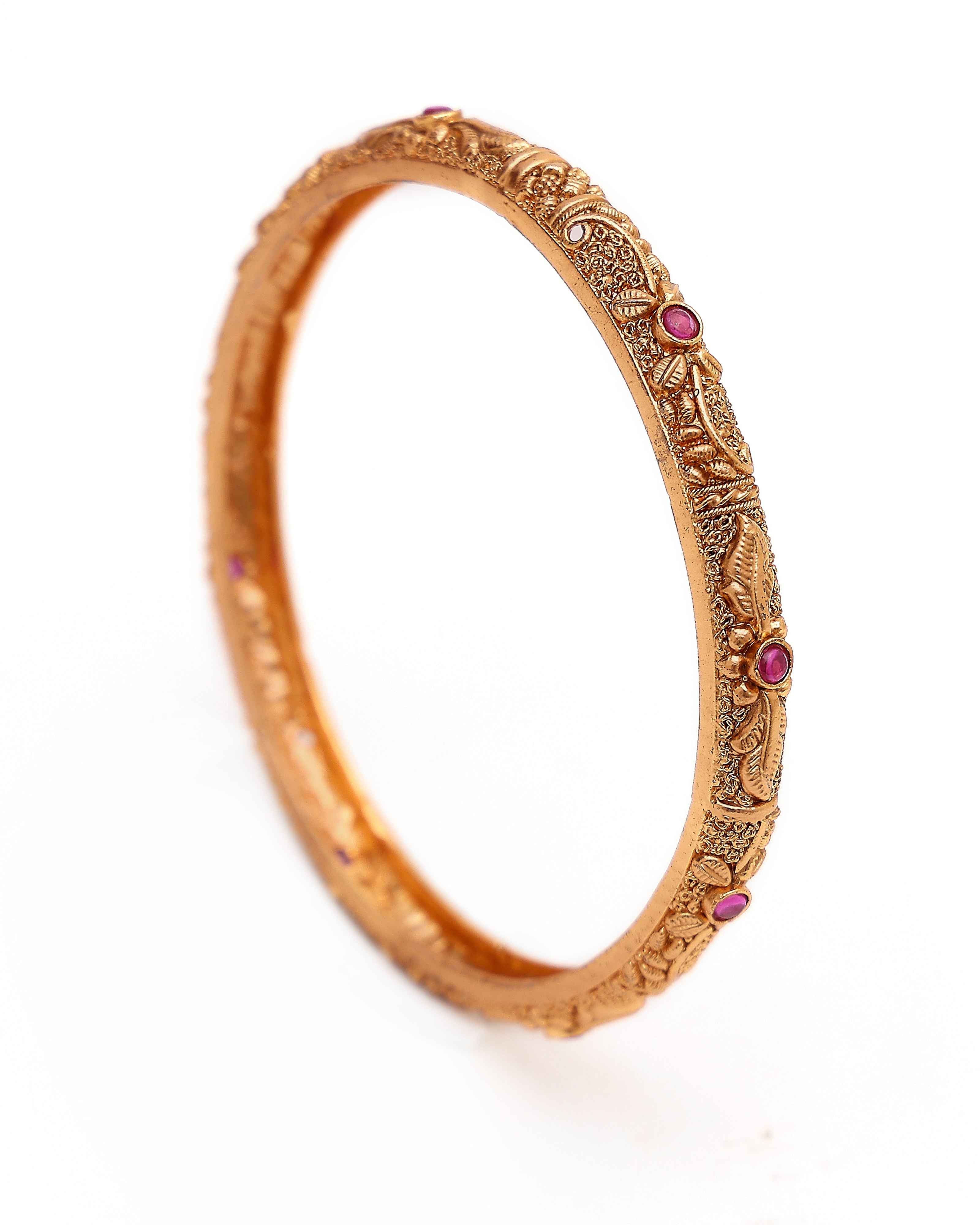 Antika Ruby Carved Temple Bangles