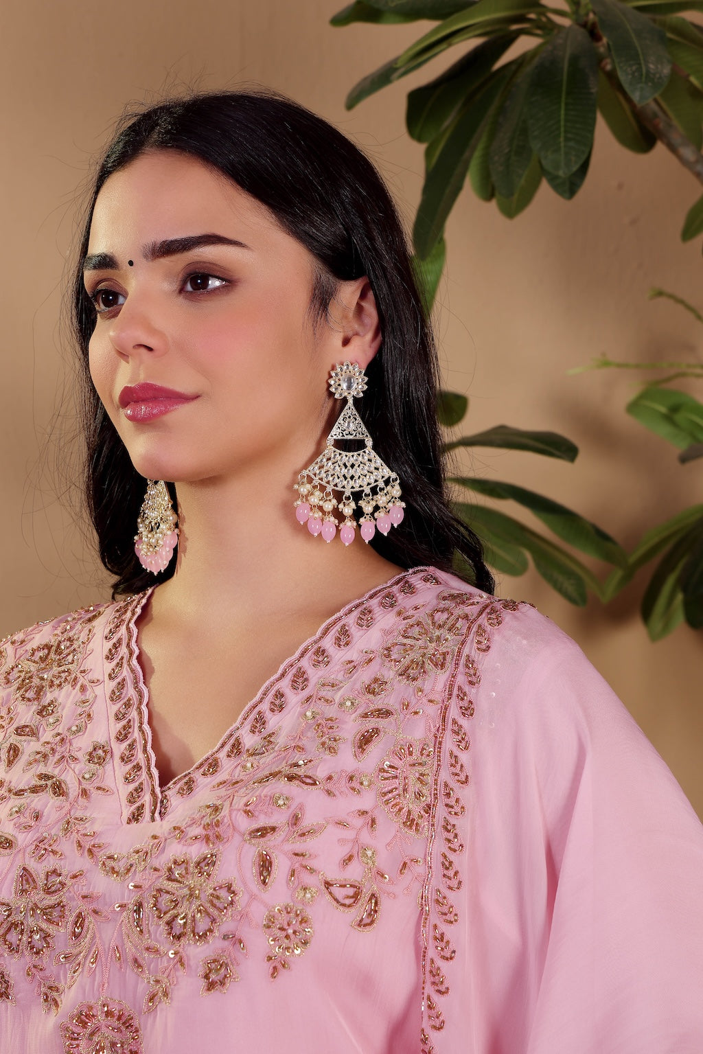 Nargis Pink Bloom Earrings - Pabeena