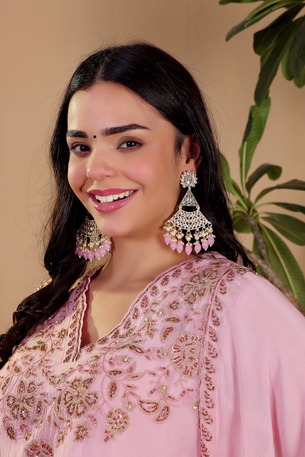 Nargis Pink Bloom Earrings - Pabeena
