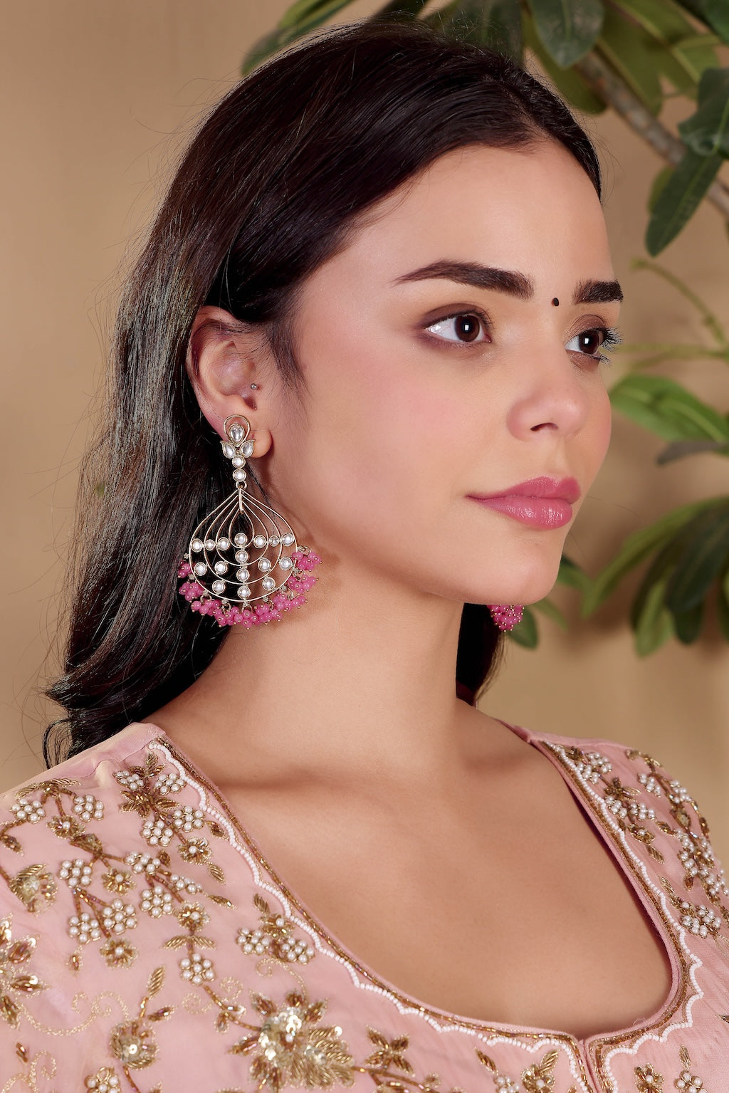 Rosy Meenakari Splendour Earrings - Pabeena