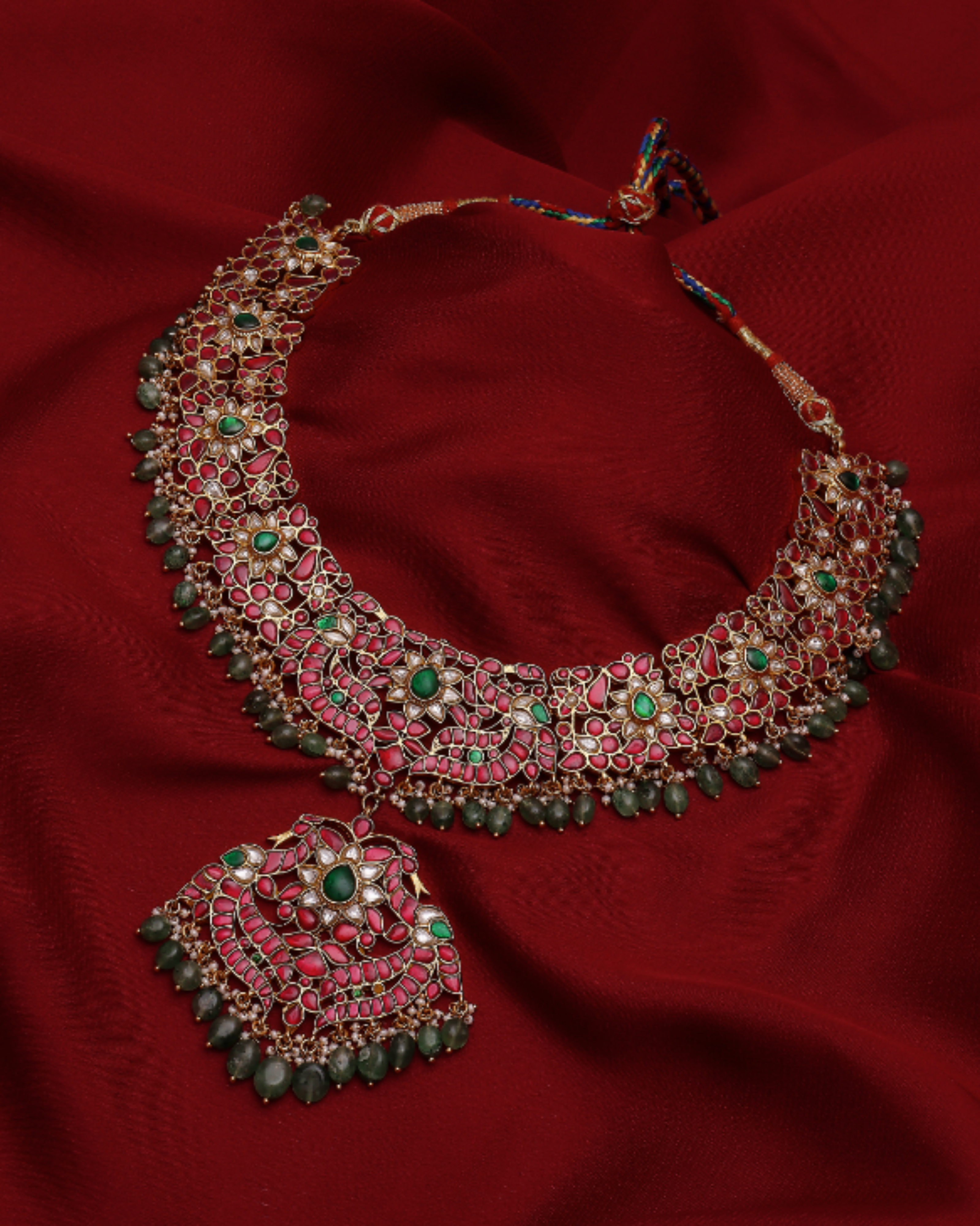Mahalaya Heirloom Enamel Polki Choker - Pabeena